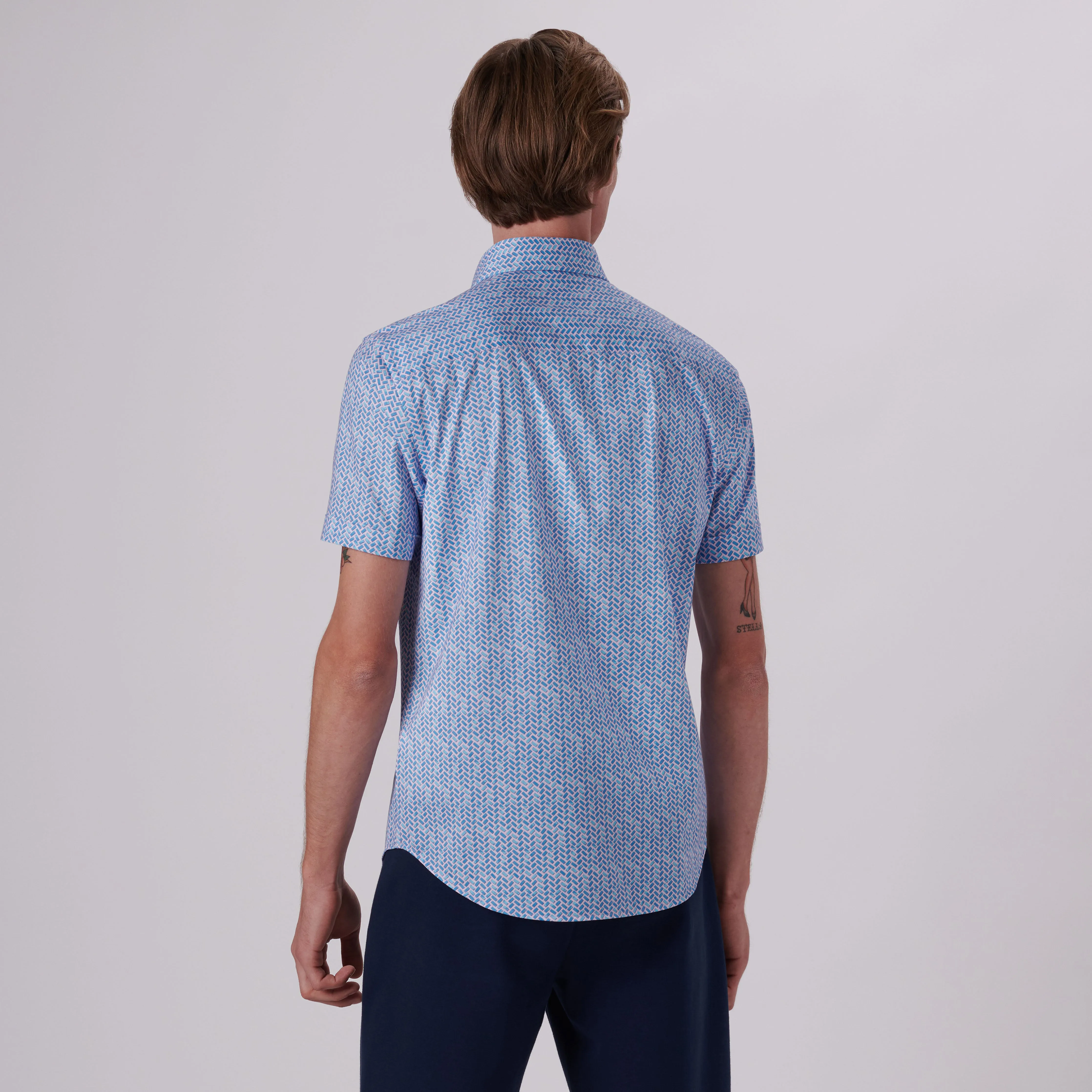 Miles Geometrical Print OoohCotton Short Sleeve Shirt sold by Bugatchi product image thumbnail 4