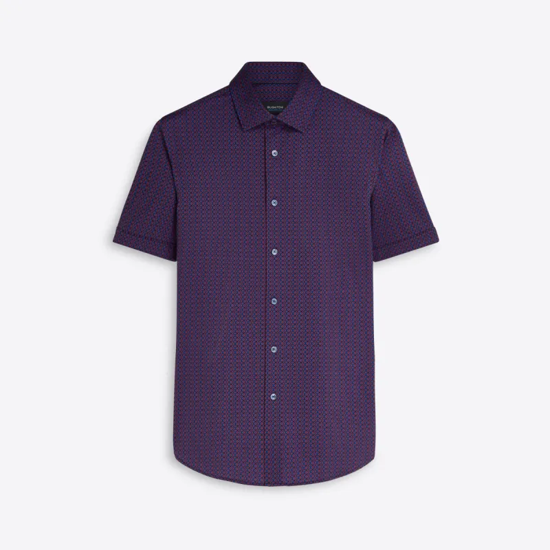 MILES Ogee Print OoohCotton Short Sleeve Shirt made by Bugatchi