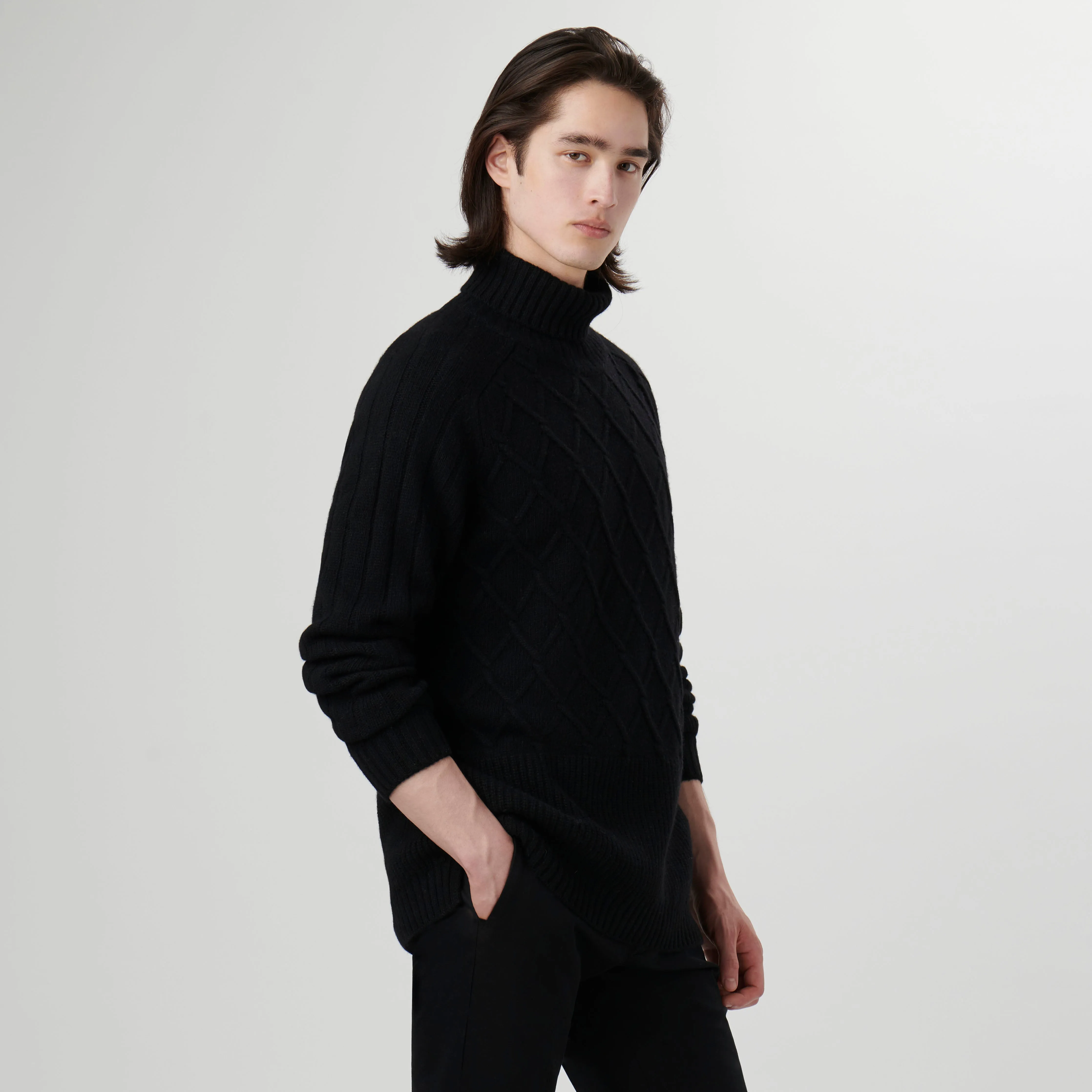 Diamond Stitch Turtleneck Sweater sold by Bugatchi product image thumbnail 3