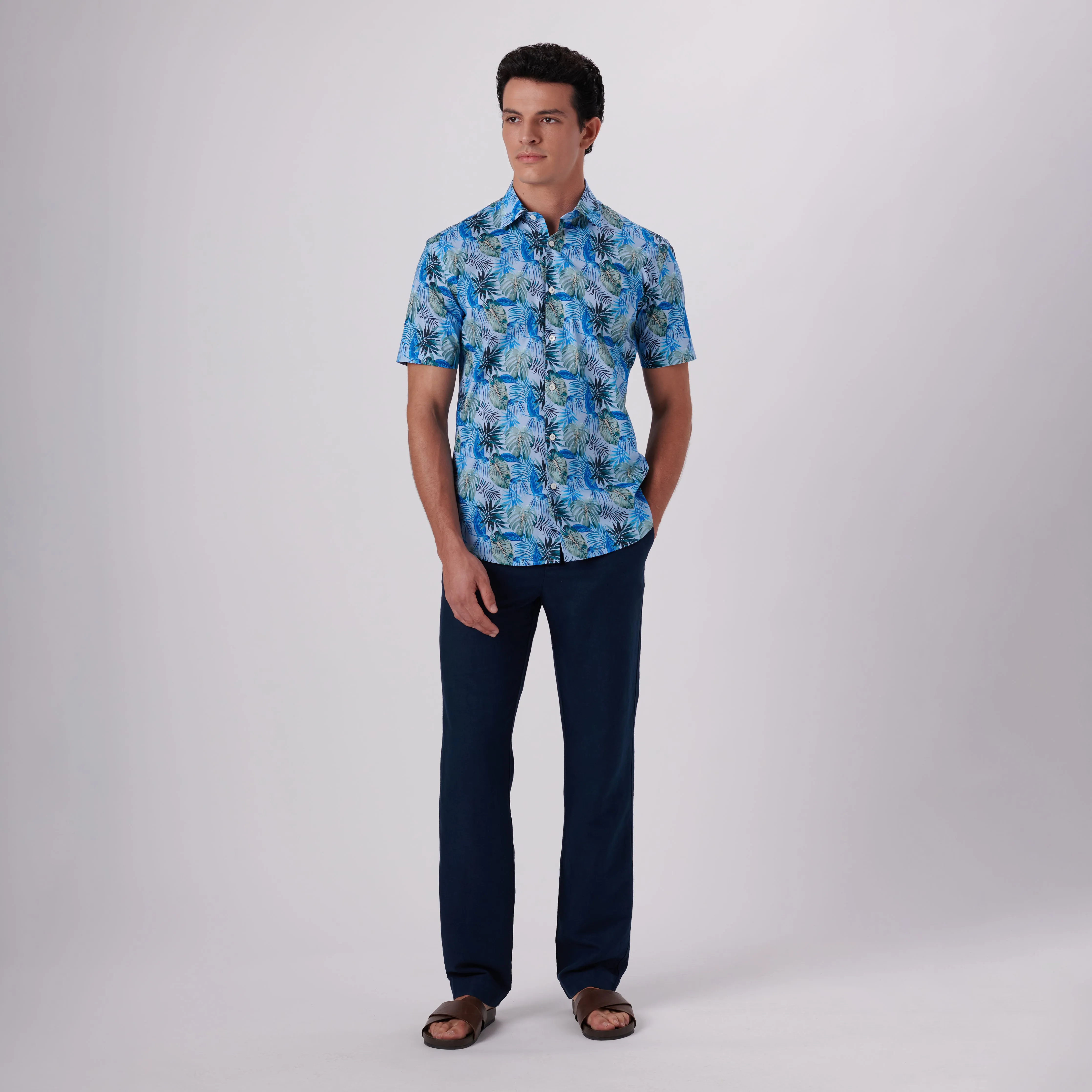 Orson Leaf Print Short Sleeve Shirt sold by Bugatchi product image thumbnail 5