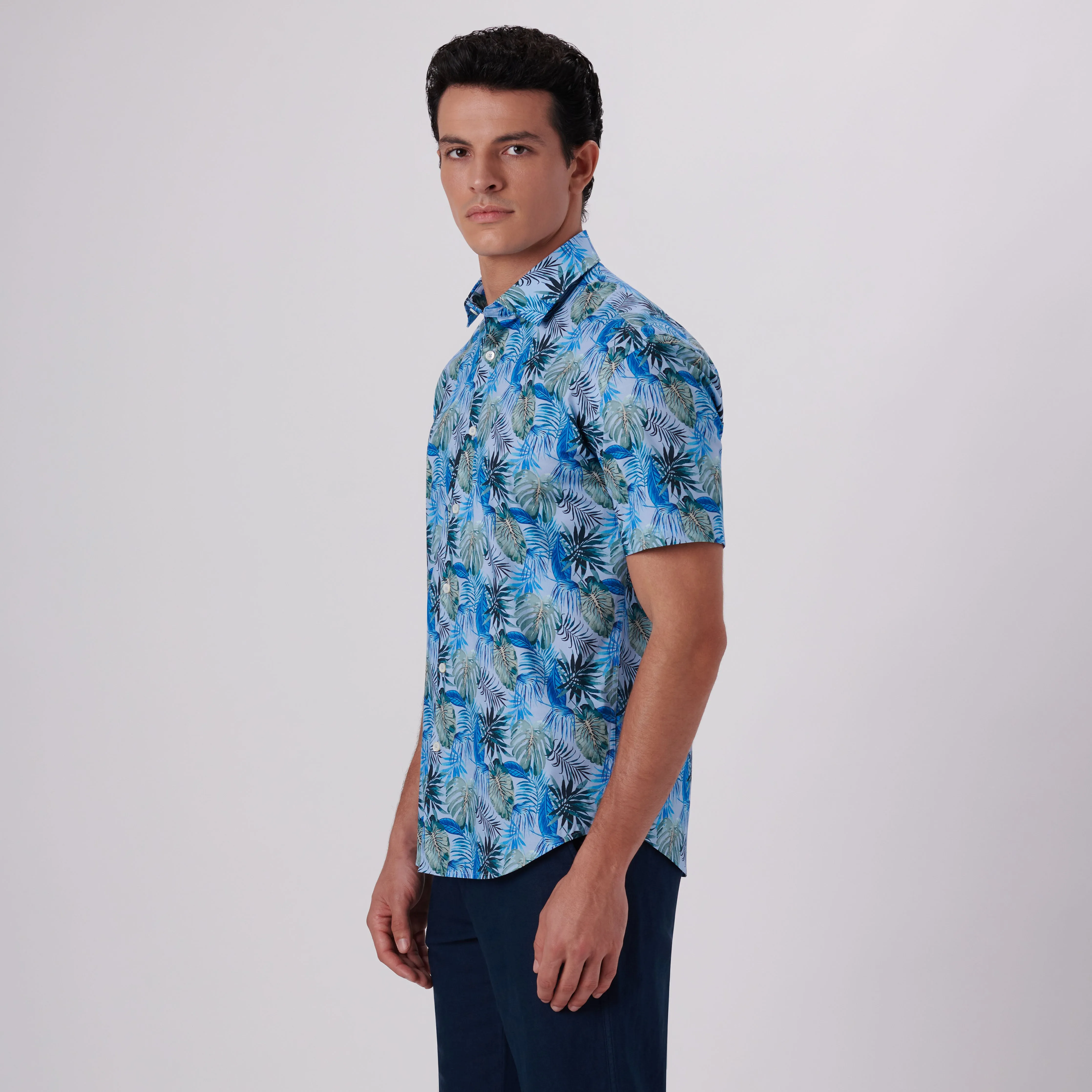 Orson Leaf Print Short Sleeve Shirt sold by Bugatchi product image thumbnail 3
