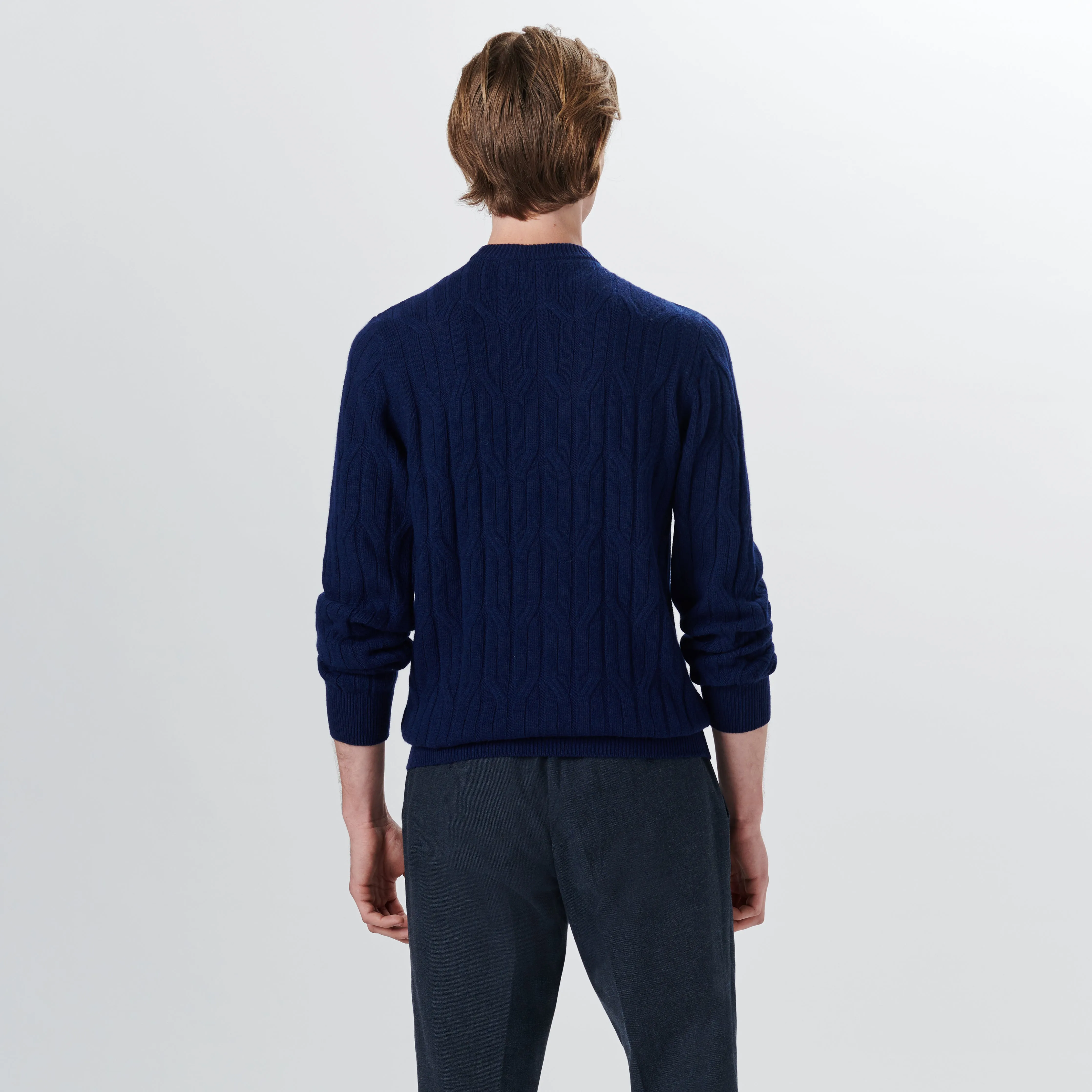 Crew Neck Cable Jacquard Sweater sold by Bugatchi product image thumbnail 4