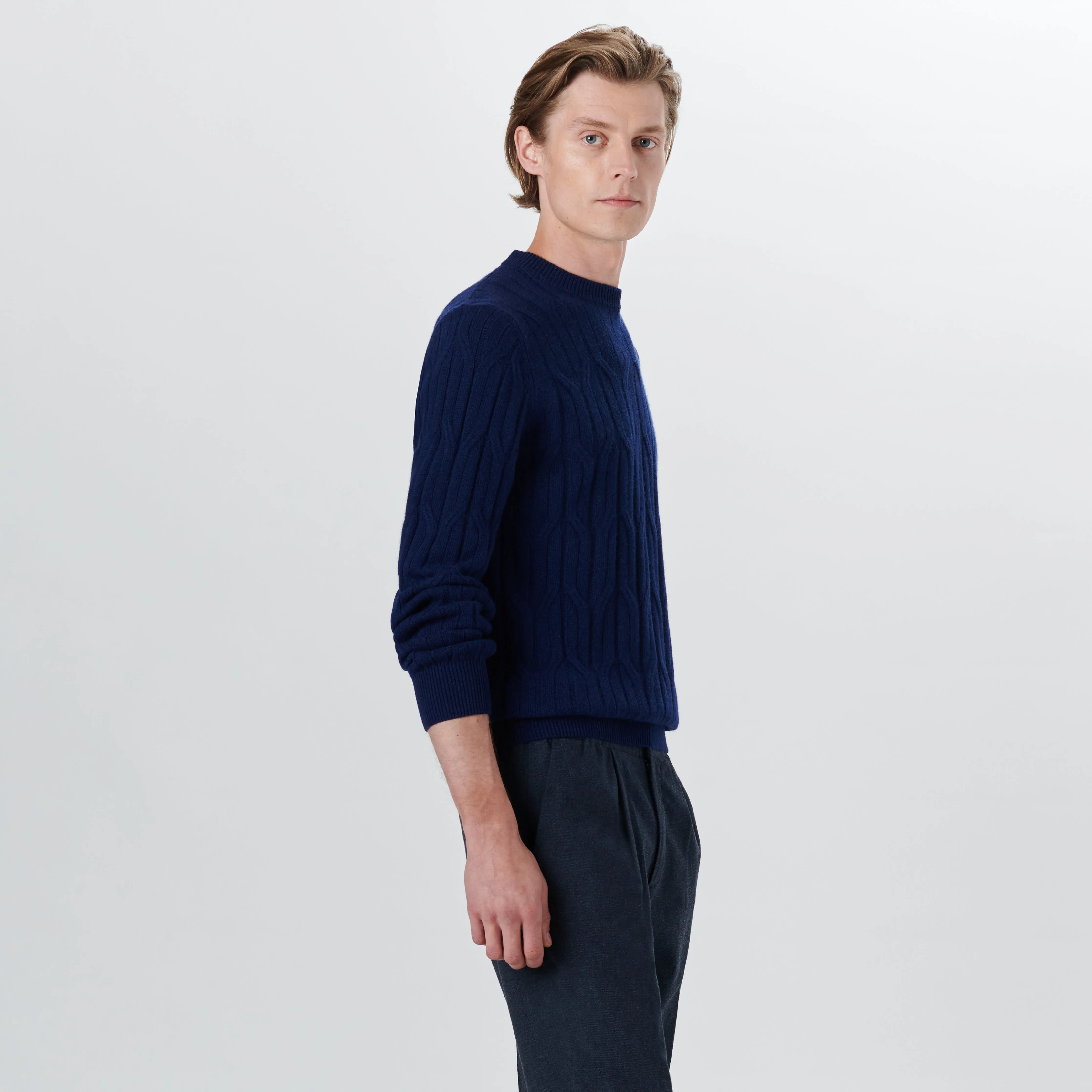 Crew Neck Cable Jacquard Sweater sold by Bugatchi product image thumbnail 3