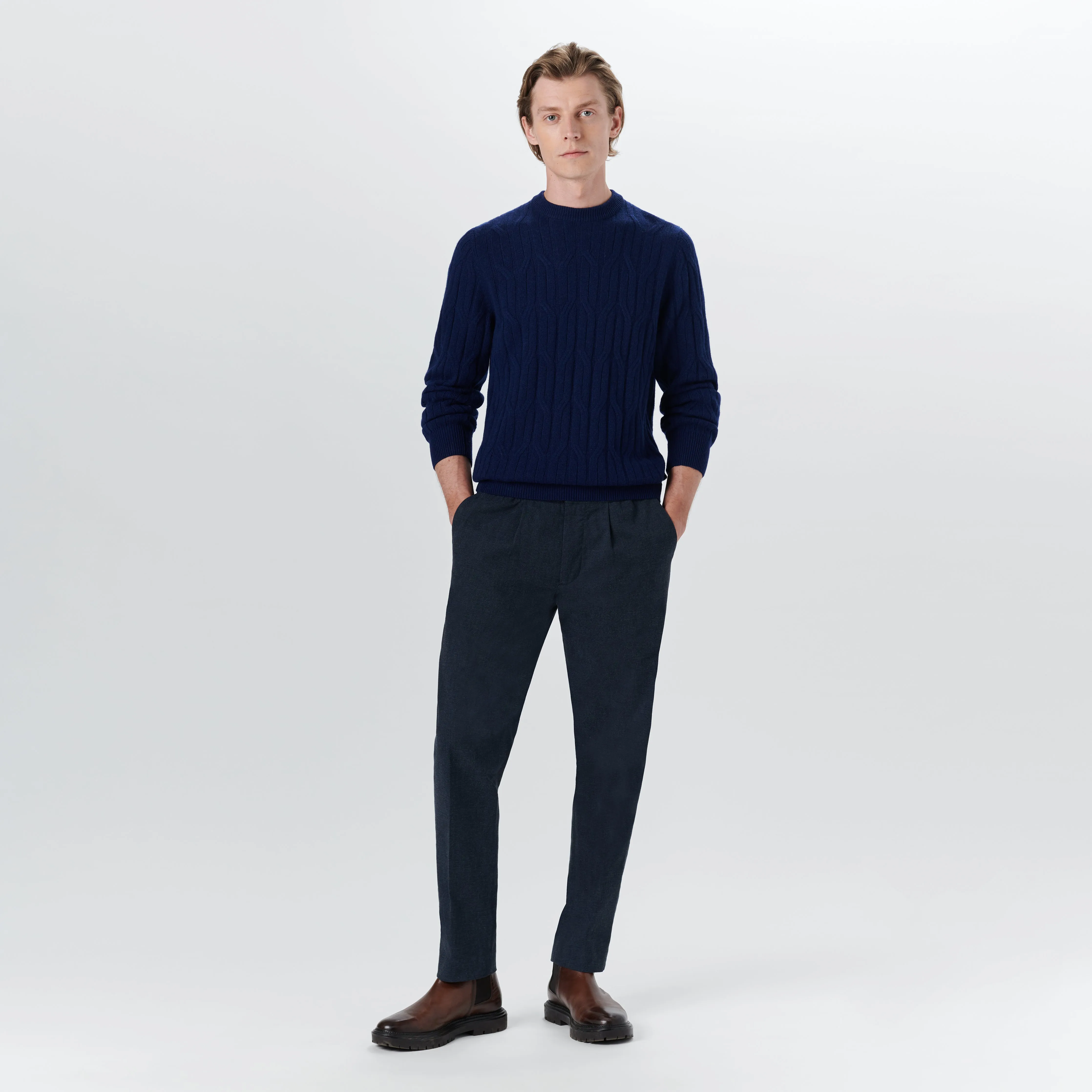 Crew Neck Cable Jacquard Sweater sold by Bugatchi product image thumbnail 5