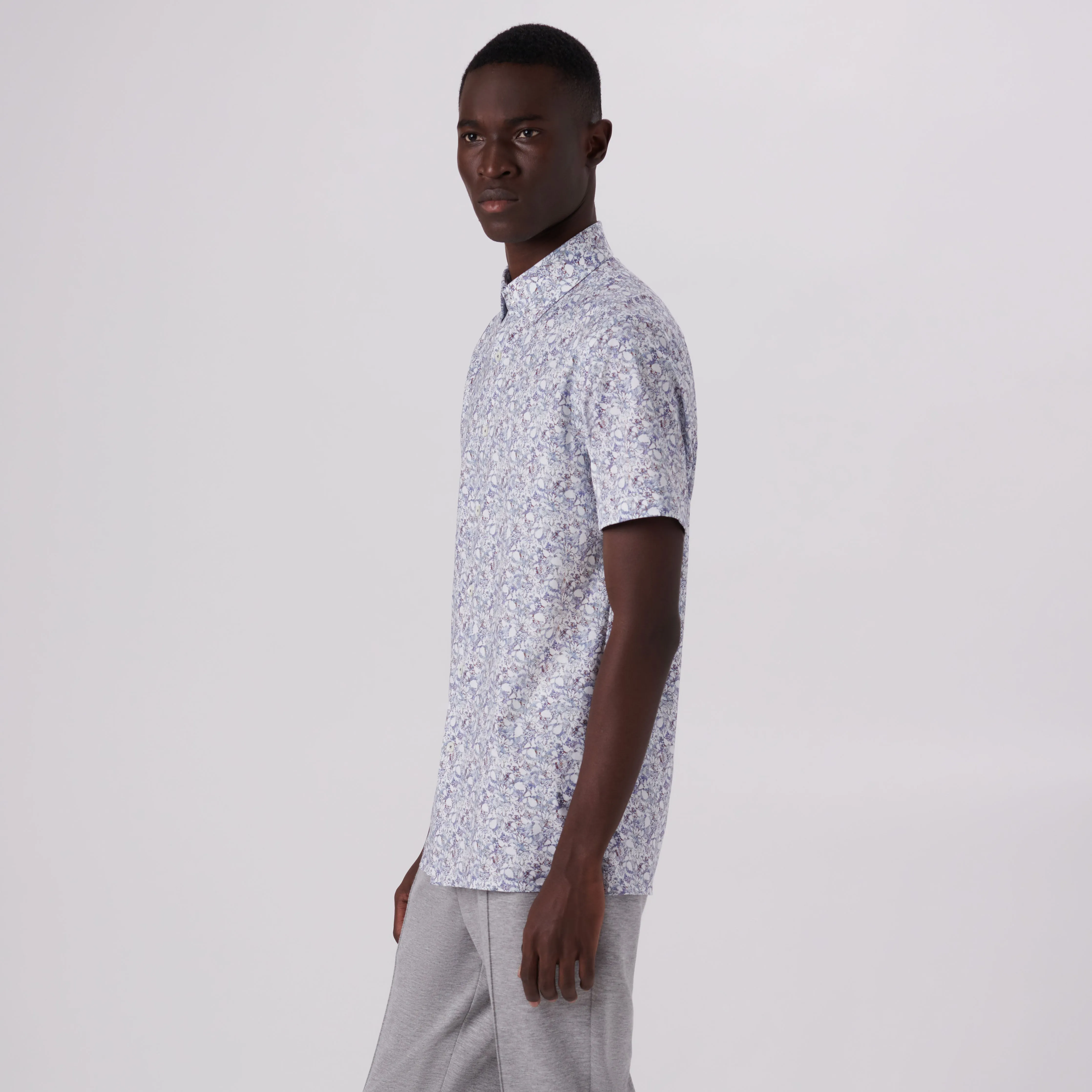 Milo Floral Print OoohCotton Short Sleeve Shirt sold by Bugatchi product image thumbnail 3