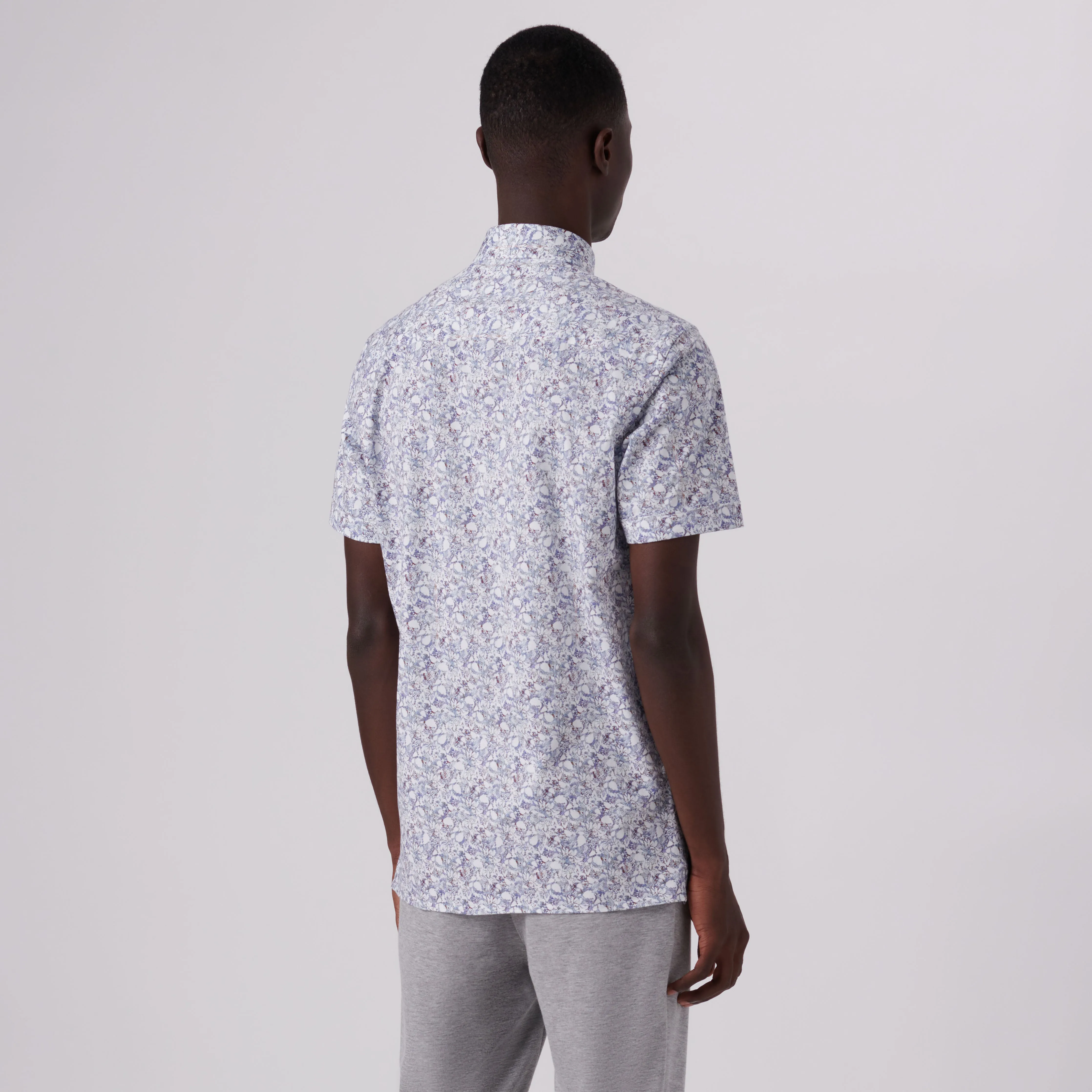Milo Floral Print OoohCotton Short Sleeve Shirt sold by Bugatchi product image thumbnail 4