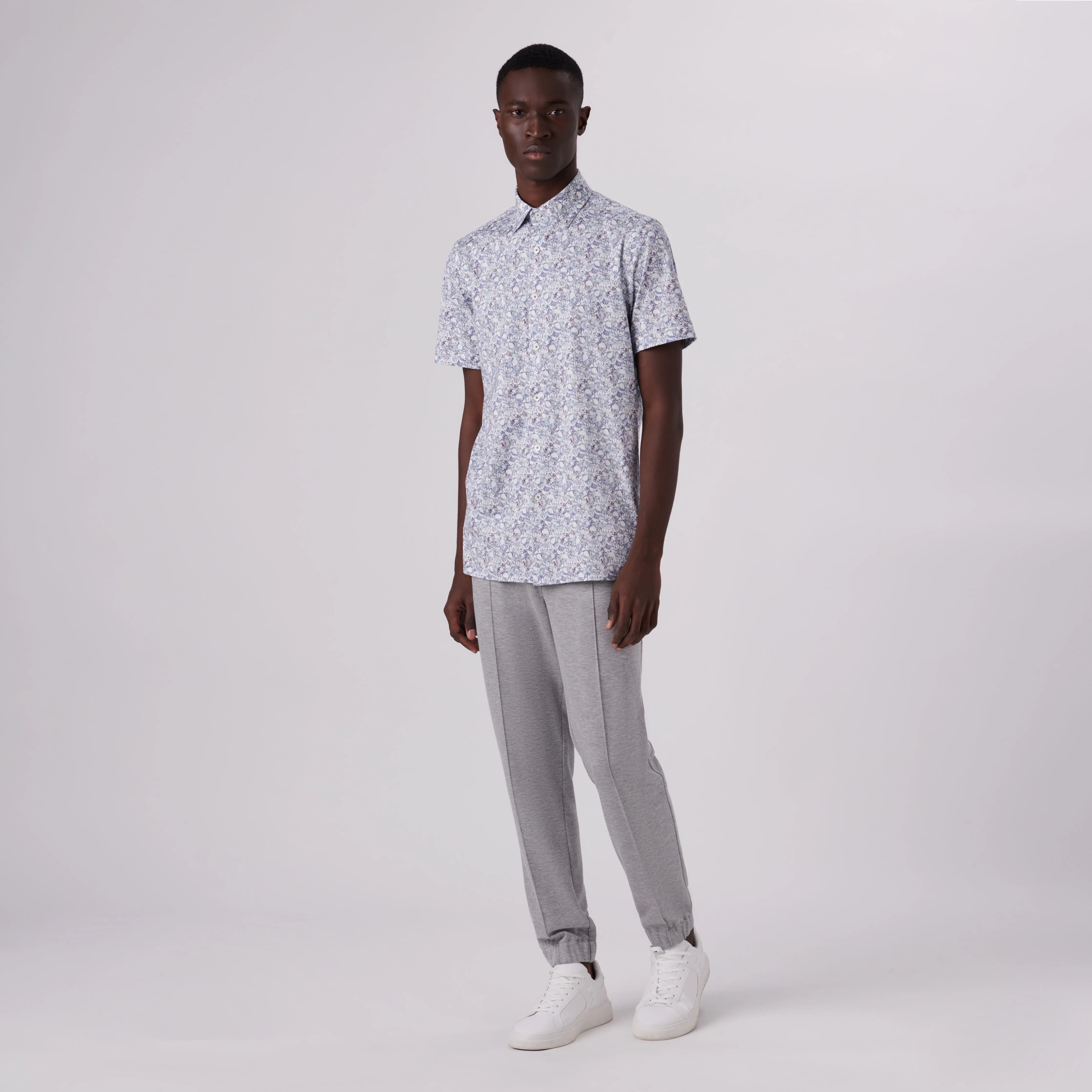 Milo Floral Print OoohCotton Short Sleeve Shirt sold by Bugatchi product image thumbnail 5