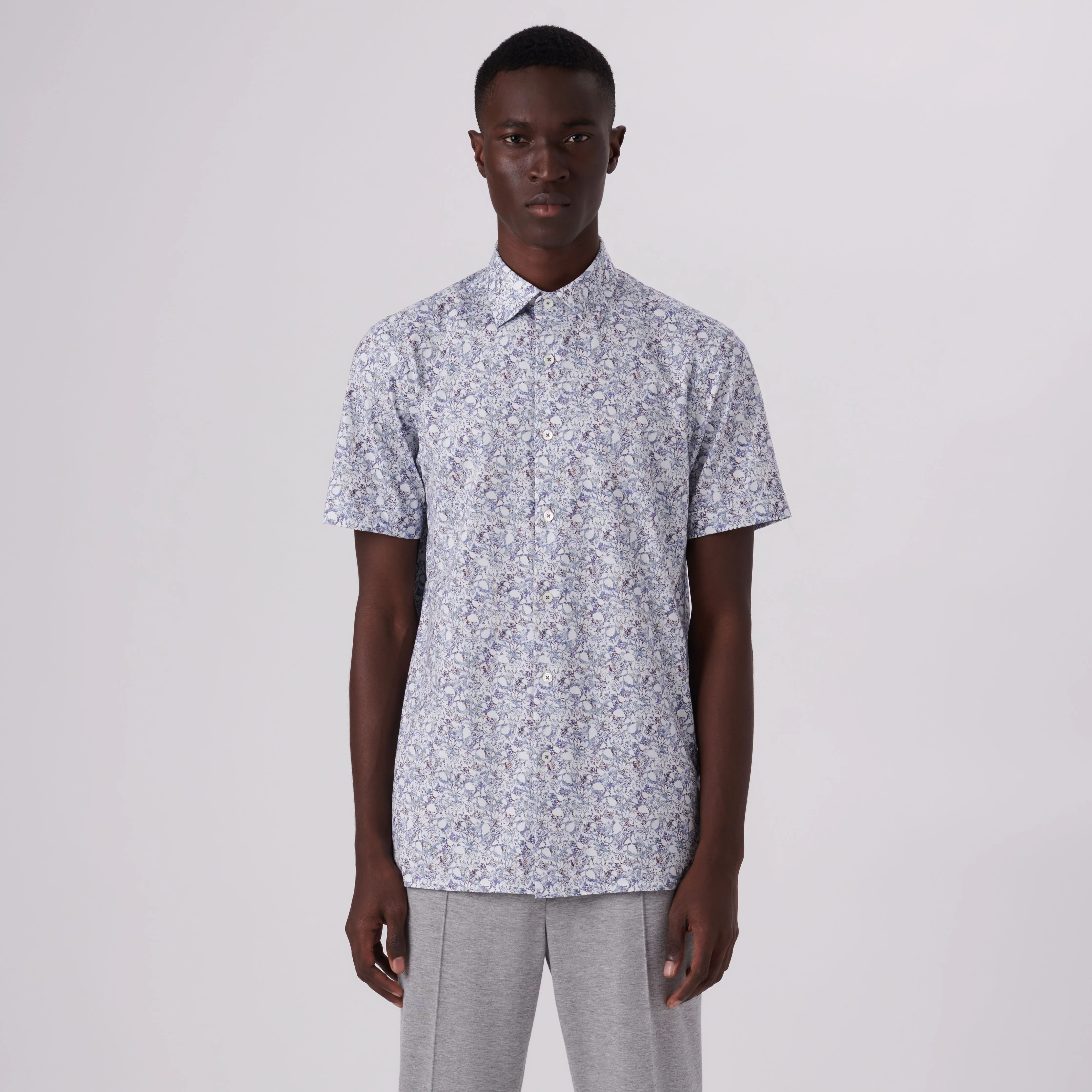 Milo Floral Print OoohCotton Short Sleeve Shirt sold by Bugatchi product image thumbnail 2