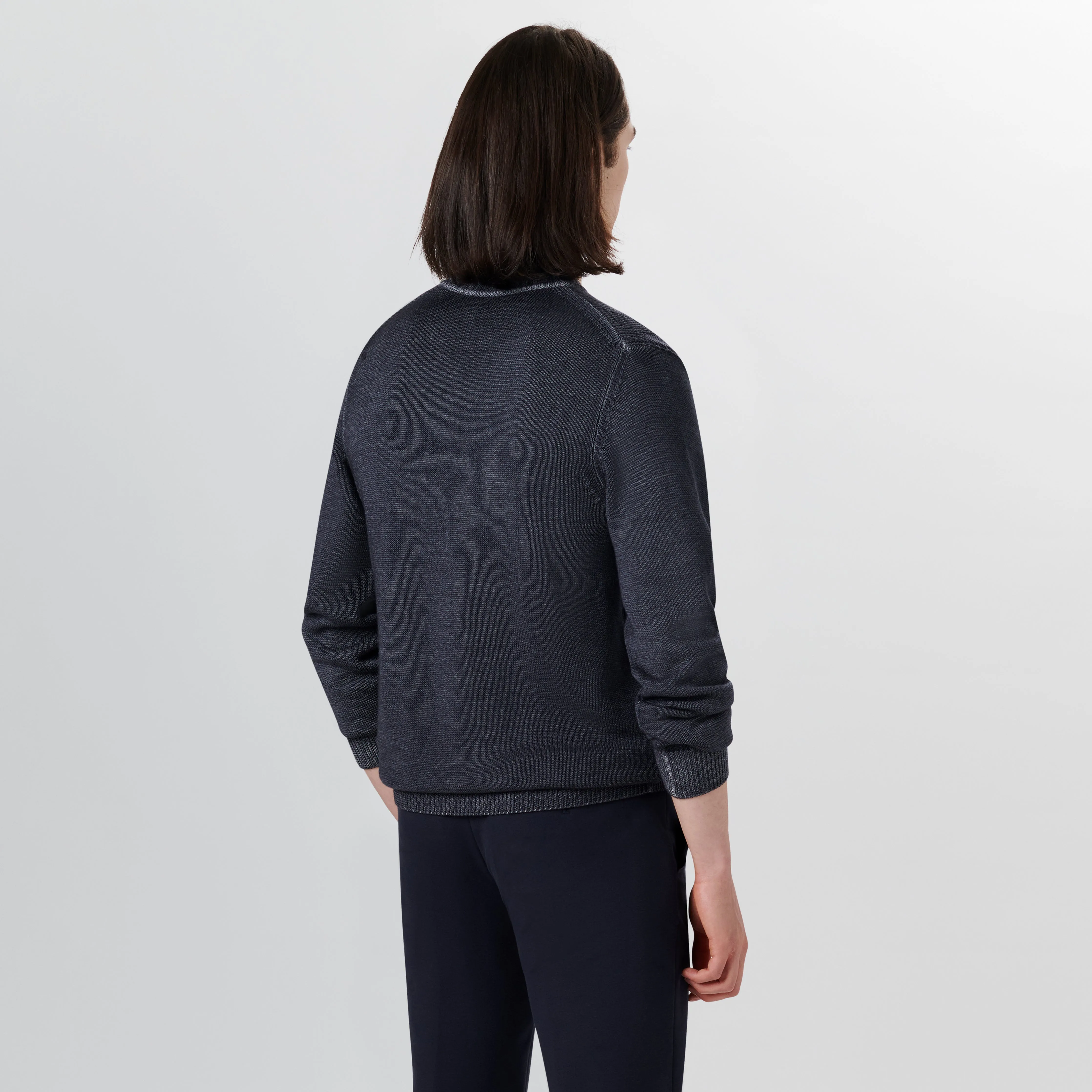 Super Merino Crew Neck Diamond Cable Sweater sold by Bugatchi product image thumbnail 4