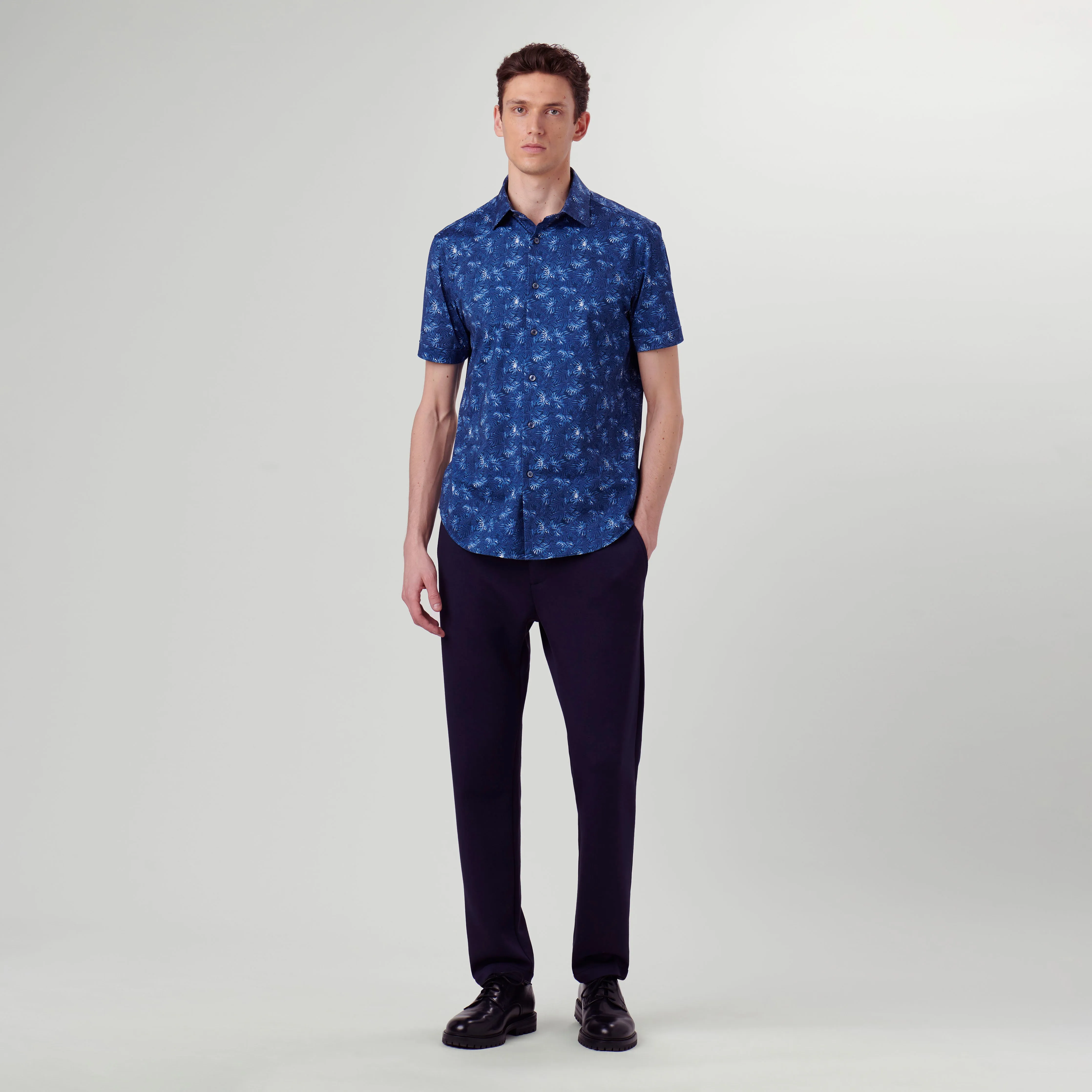 Miles Leaf Print OoohCotton Short Sleeve Shirt sold by Bugatchi product image thumbnail 5