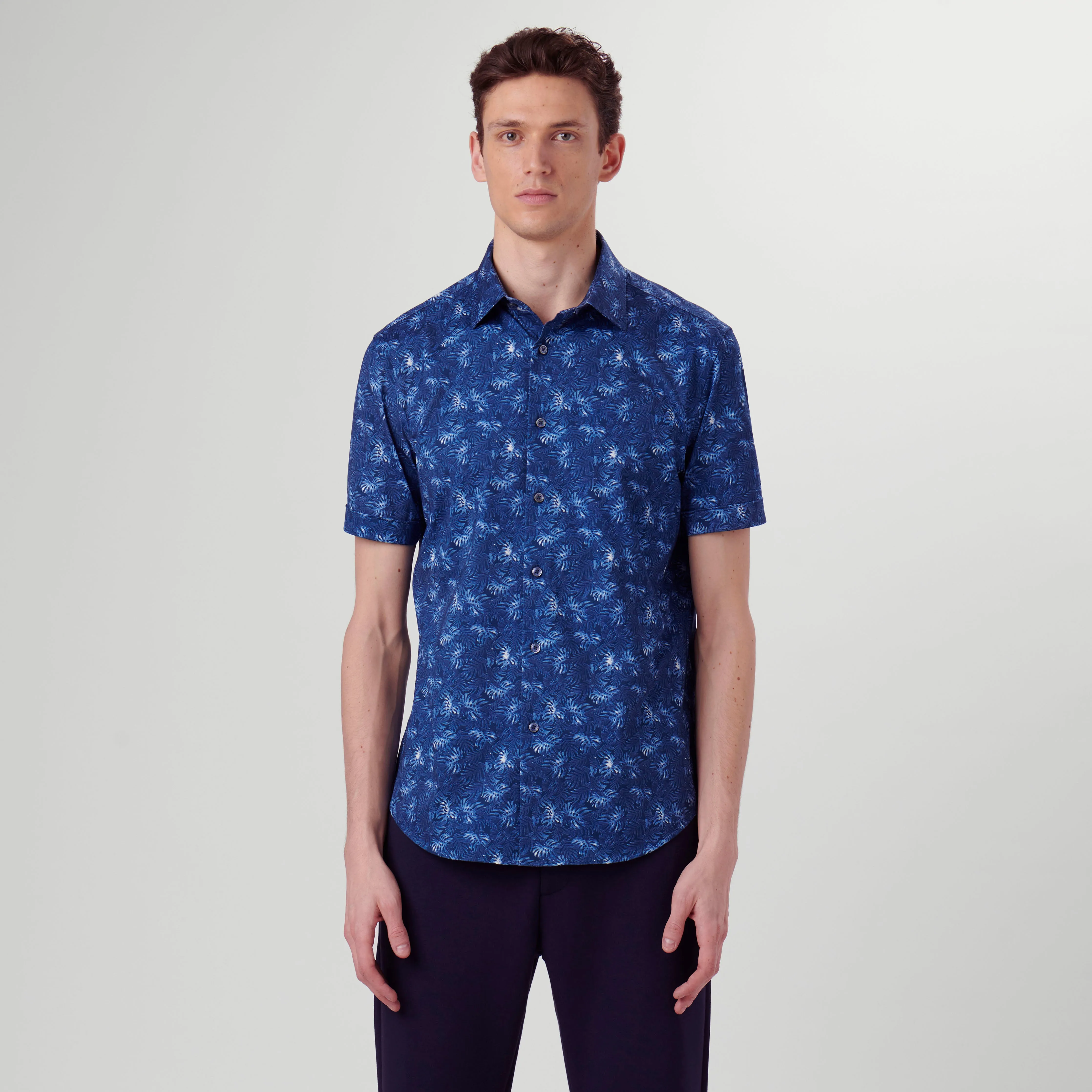 Miles Leaf Print OoohCotton Short Sleeve Shirt sold by Bugatchi product image thumbnail 2