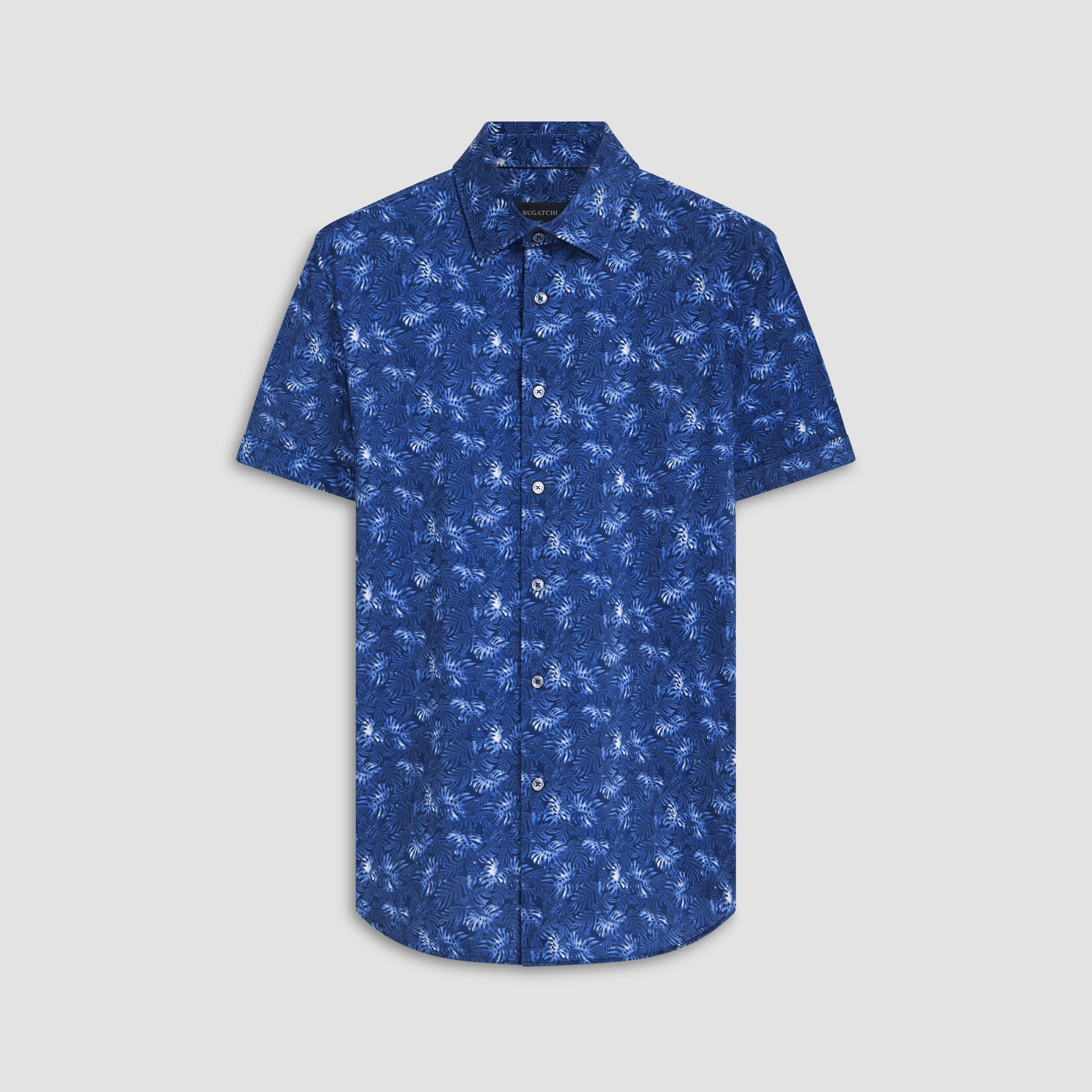 Miles Leaf Print OoohCotton Short Sleeve Shirt sold by Bugatchi