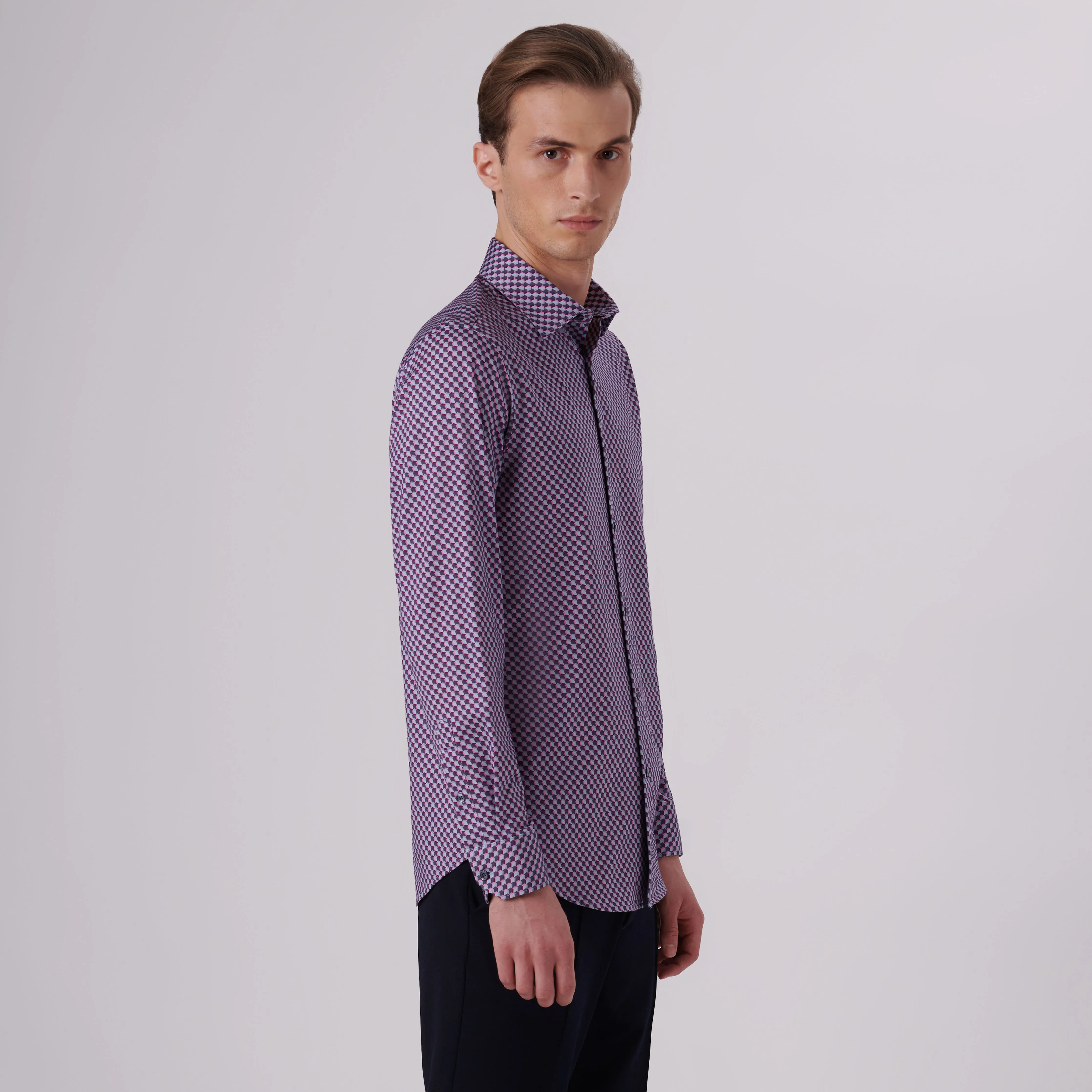 James Geometric Illusion Print OoohCotton Shirt sold by Bugatchi product image thumbnail 3