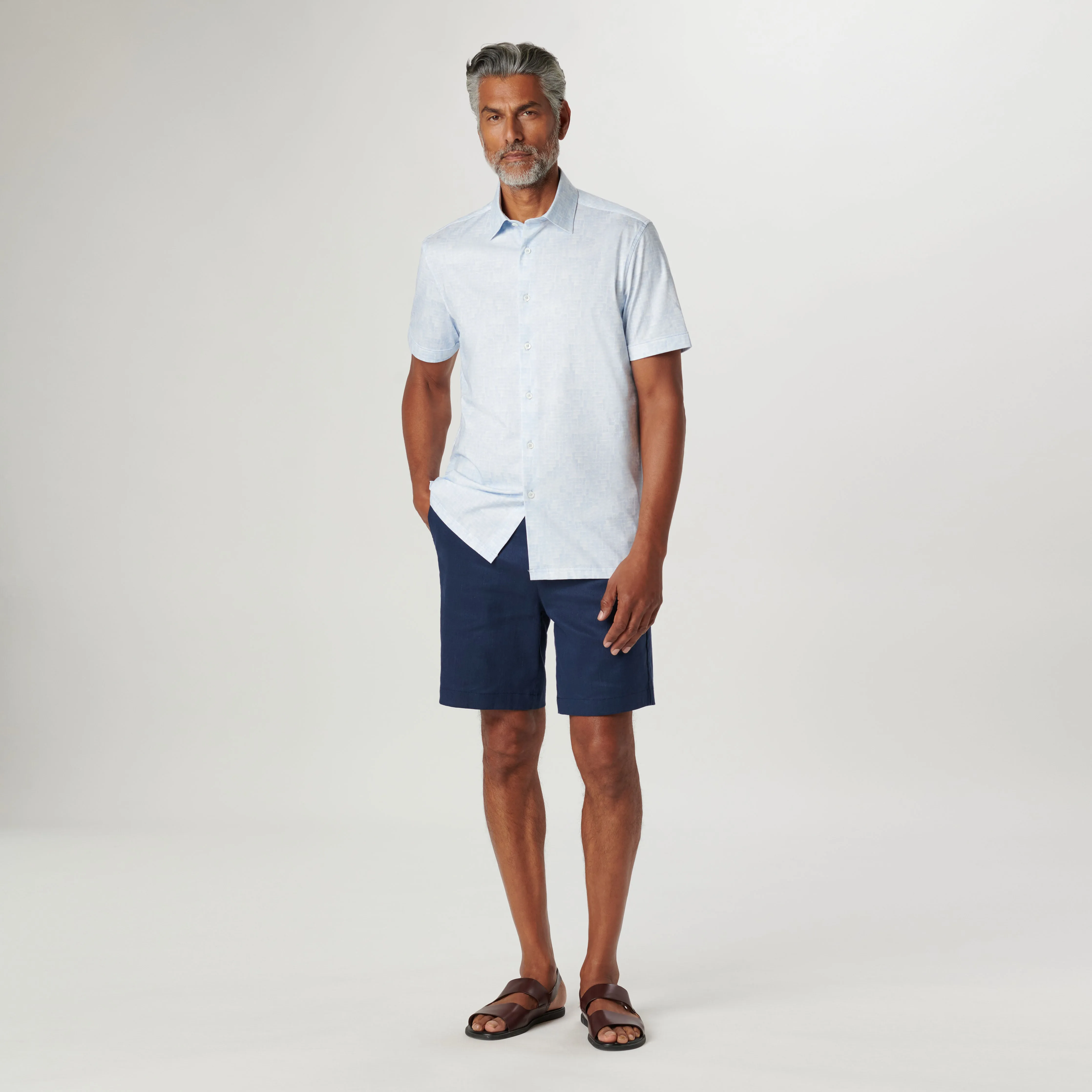 Milo Tonal Check OoohCotton Short Sleeve Shirt sold by Bugatchi product image thumbnail 5