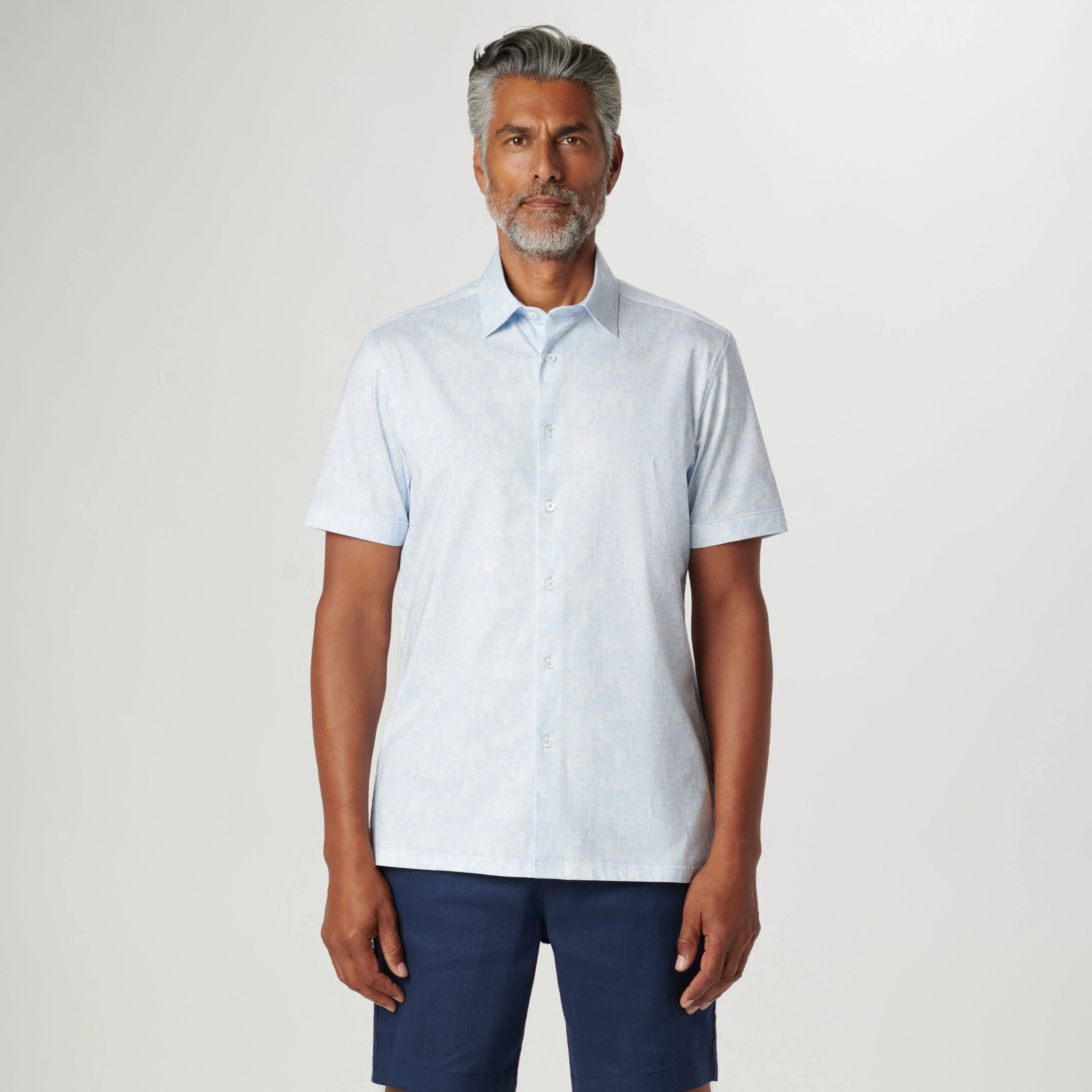 Milo Tonal Check OoohCotton Short Sleeve Shirt sold by Bugatchi product image thumbnail 2