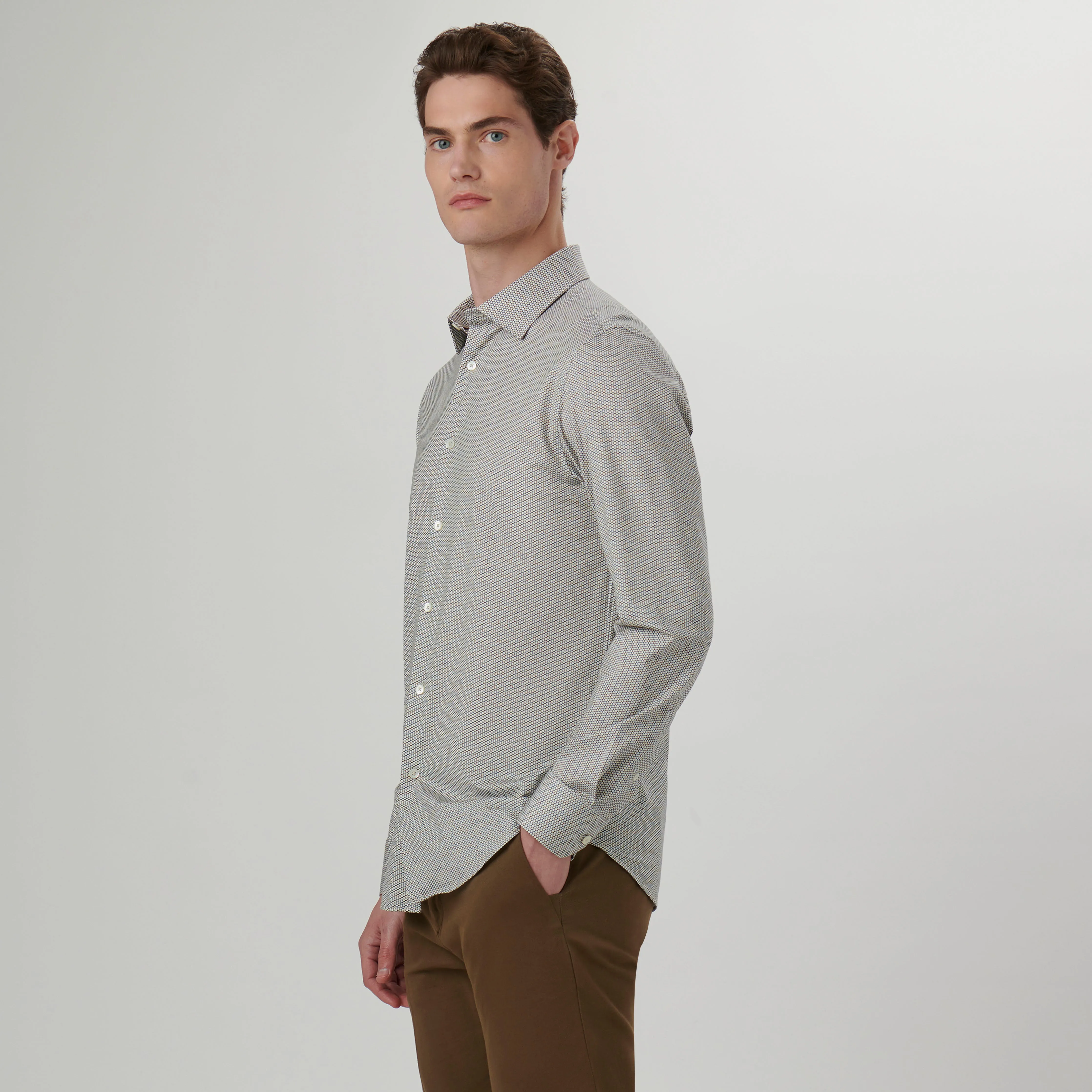 James Honeycomb Check OoohCotton Shirt sold by Bugatchi product image thumbnail 3