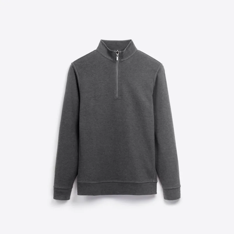 Heather and Bird's Eye Reversible Quarter Zip Mock Neck sold by Bugatchi