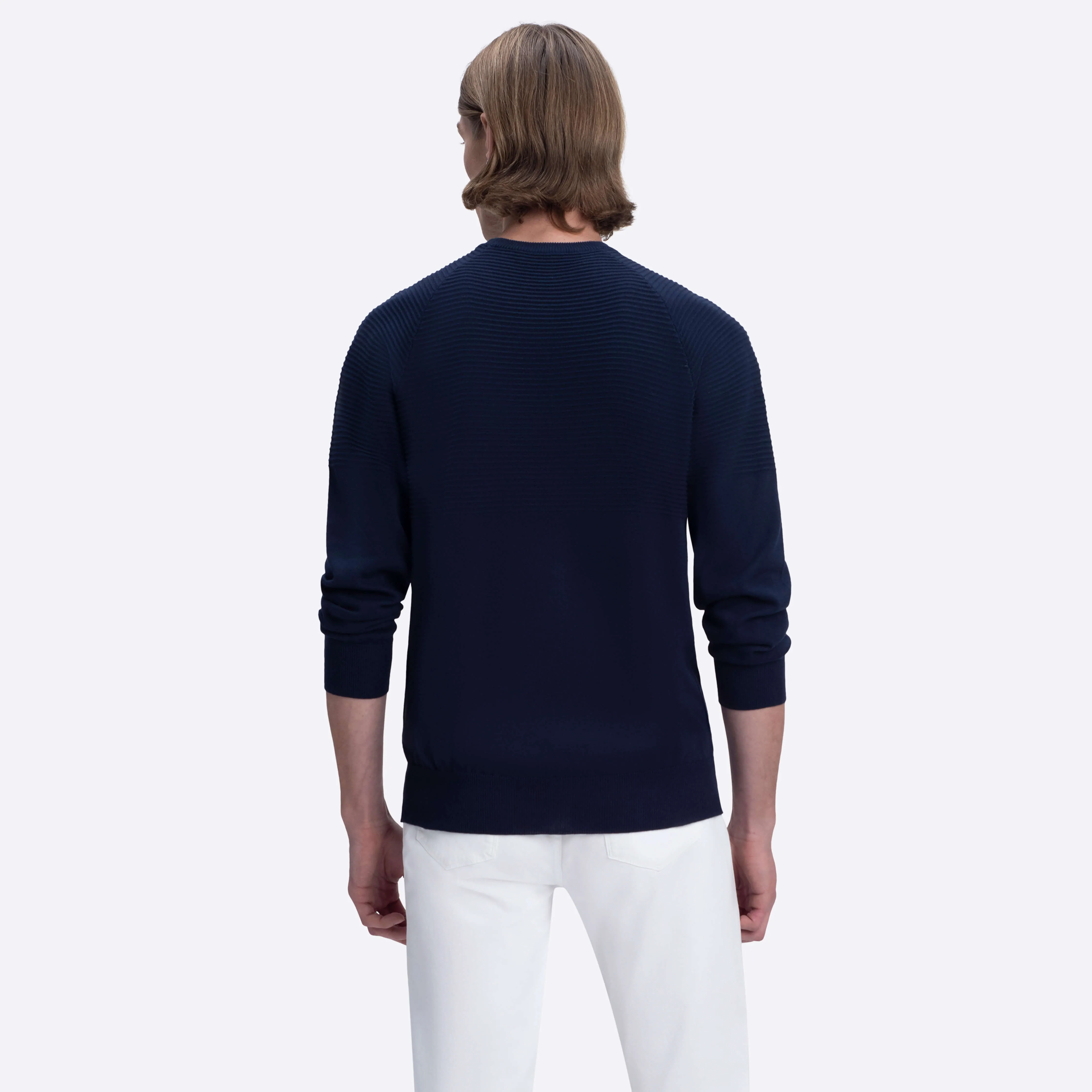 Solid & Stripe Combo Crew Neck Sweater sold by Bugatchi product image thumbnail 4