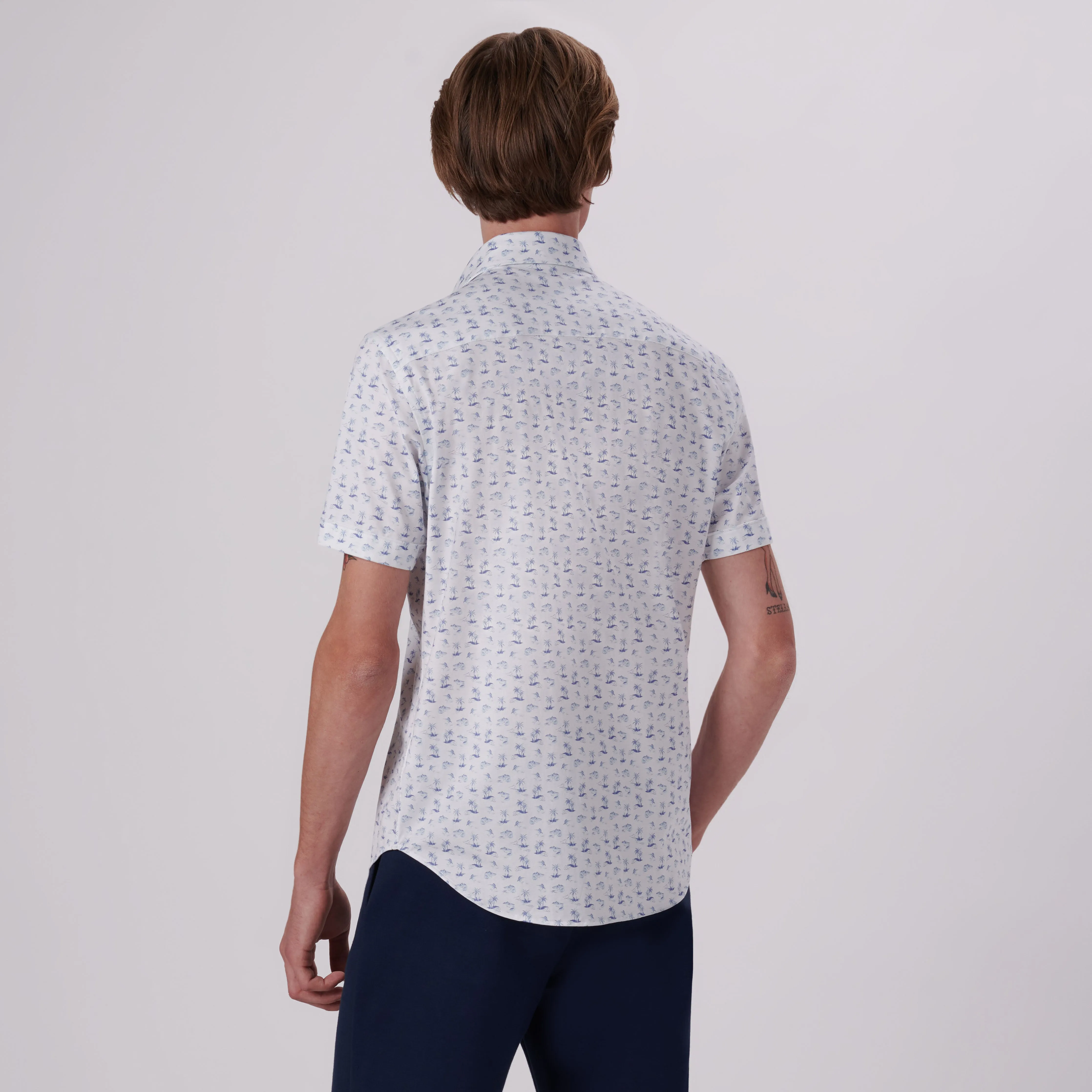 Miles Tropical Print OoohCotton Short Sleeve Shirt sold by Bugatchi product image thumbnail 4