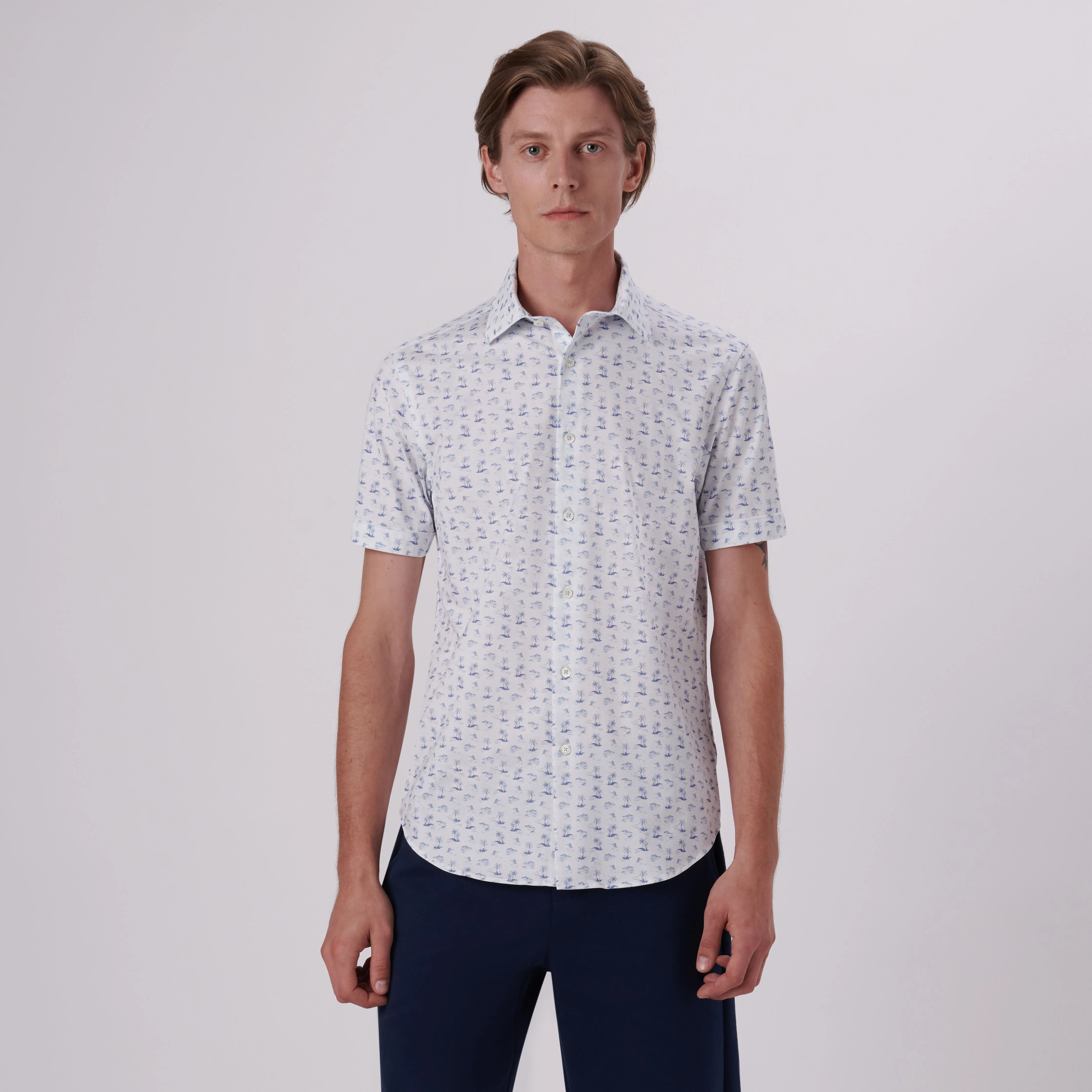 Miles Tropical Print OoohCotton Short Sleeve Shirt sold by Bugatchi product image thumbnail 2