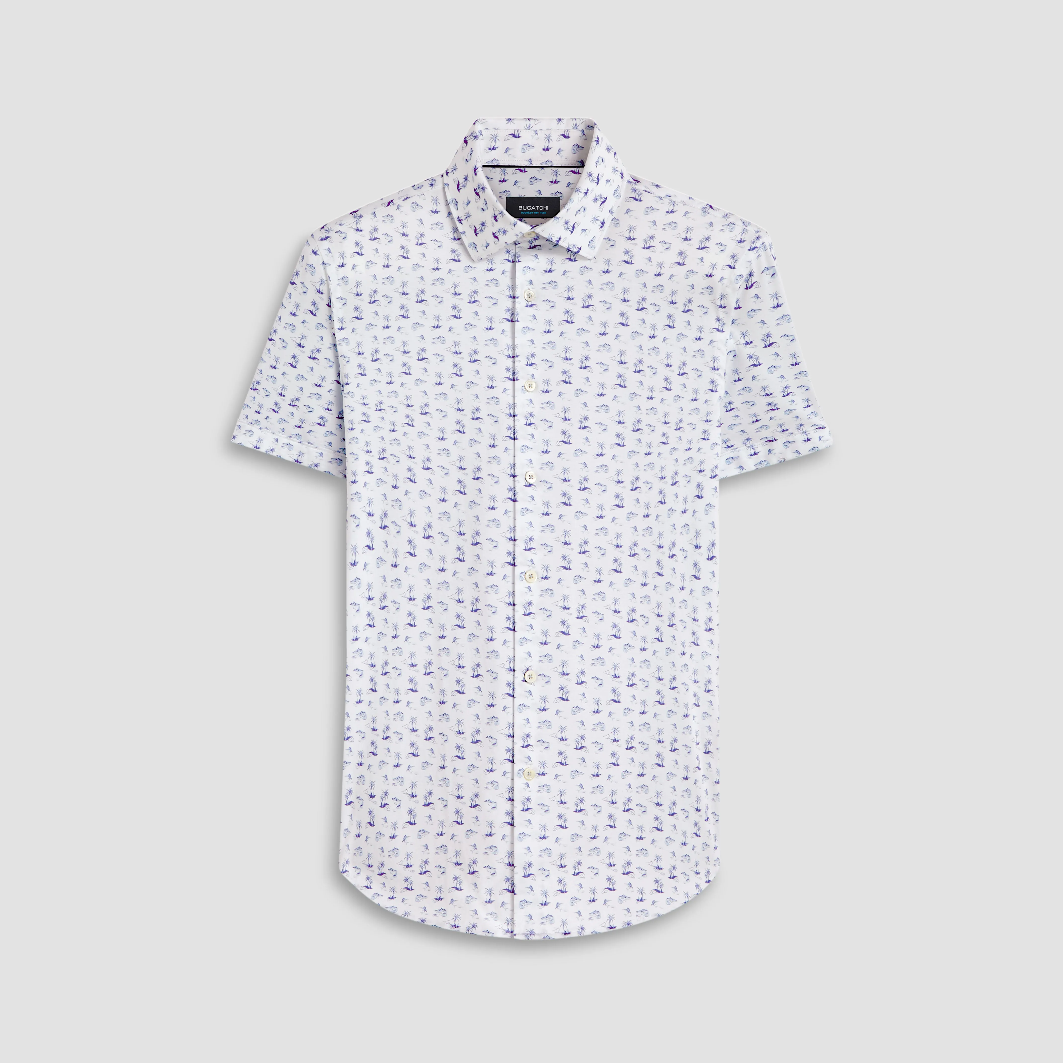 Miles Tropical Print OoohCotton Short Sleeve Shirt sold by Bugatchi