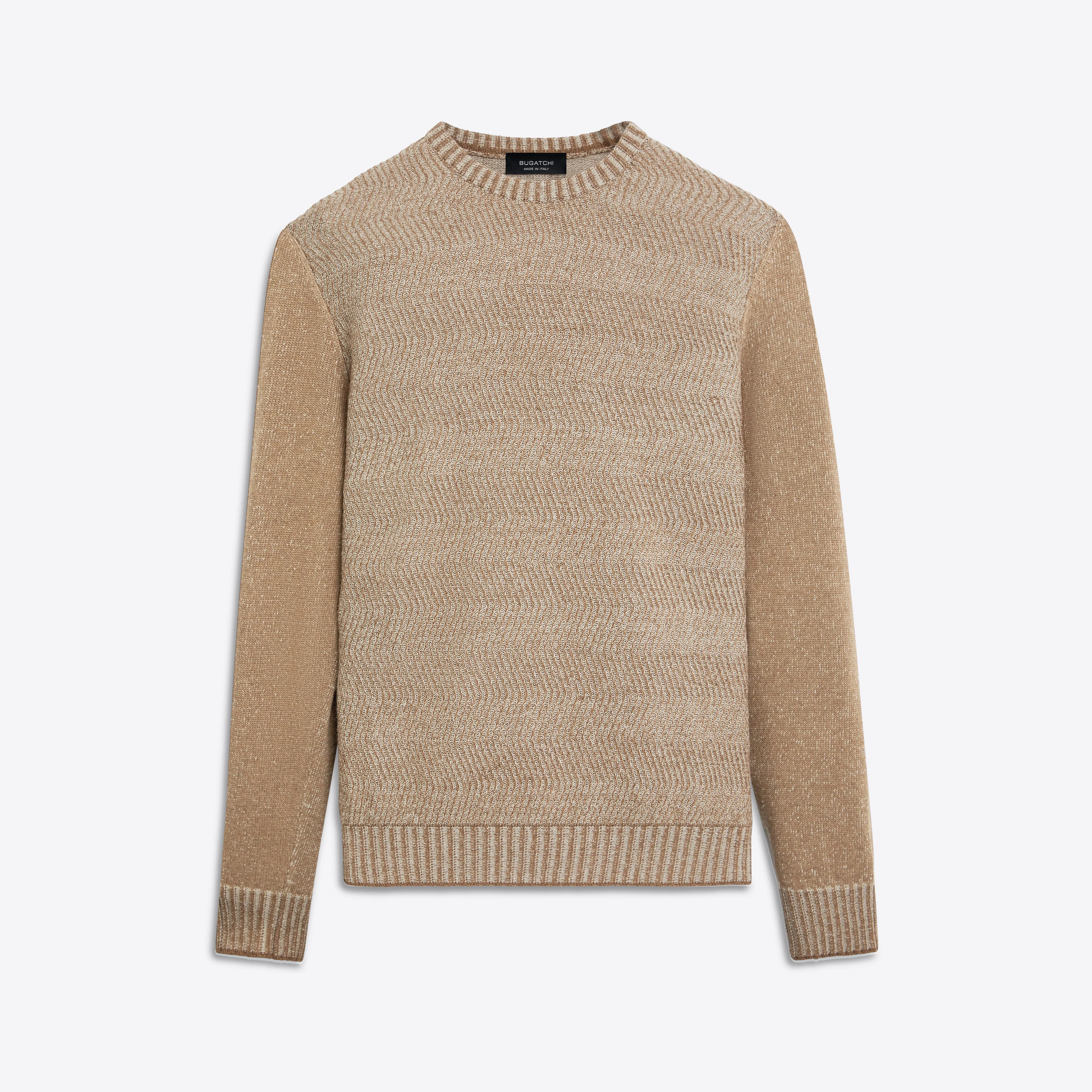 Crew Neck Herringbone Jacquard Sweater sold by Bugatchi