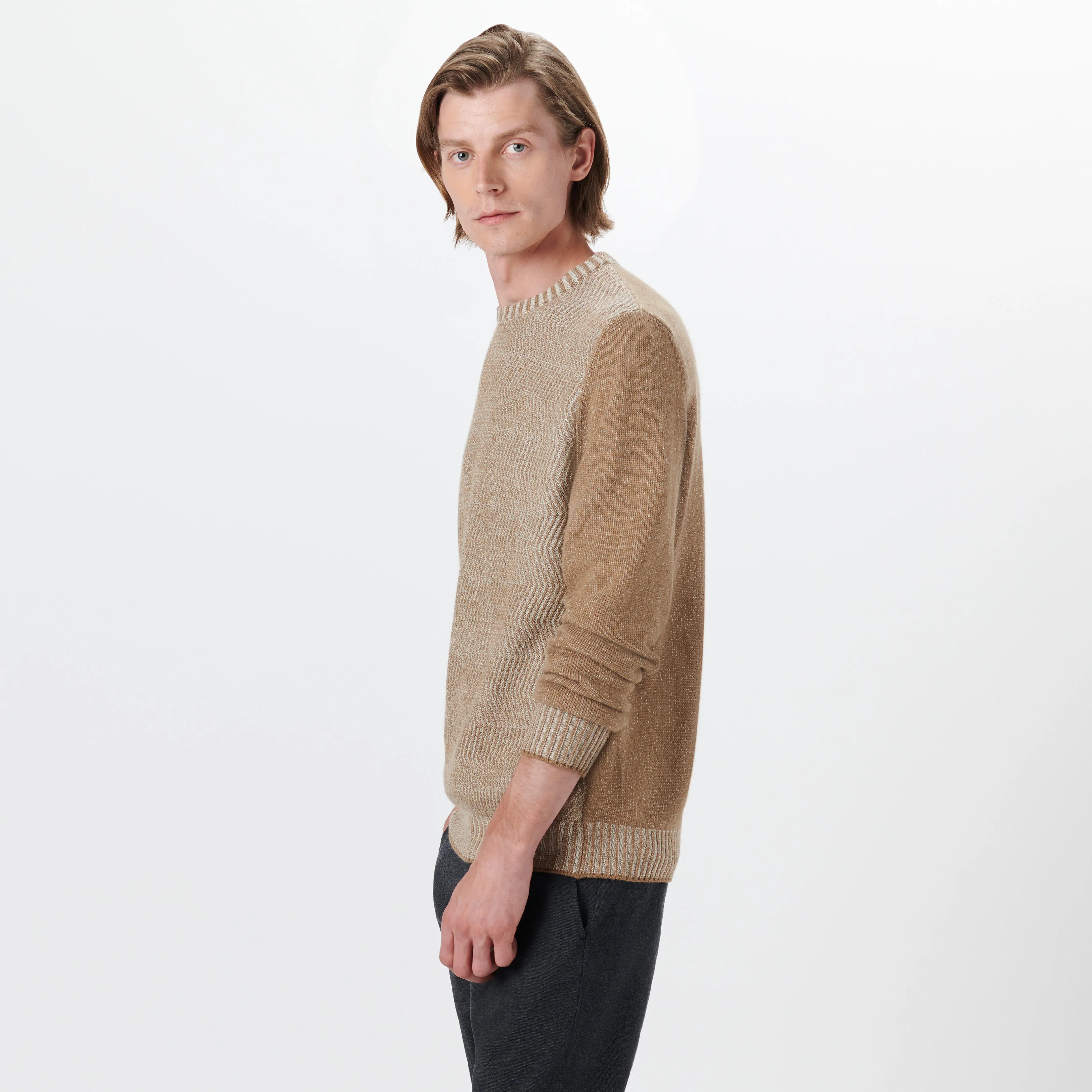 Crew Neck Herringbone Jacquard Sweater sold by Bugatchi product image thumbnail 3