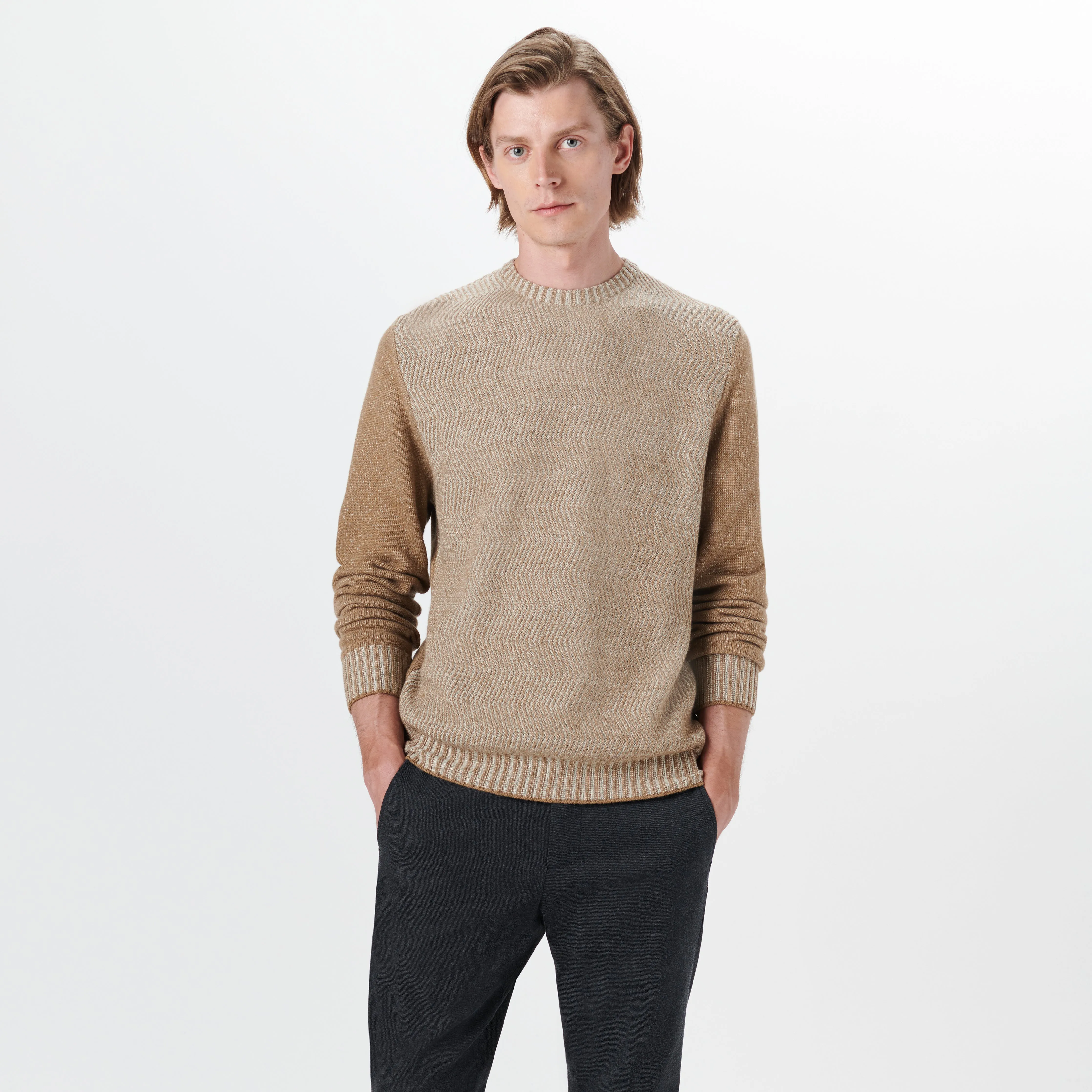 Crew Neck Herringbone Jacquard Sweater sold by Bugatchi product image thumbnail 2