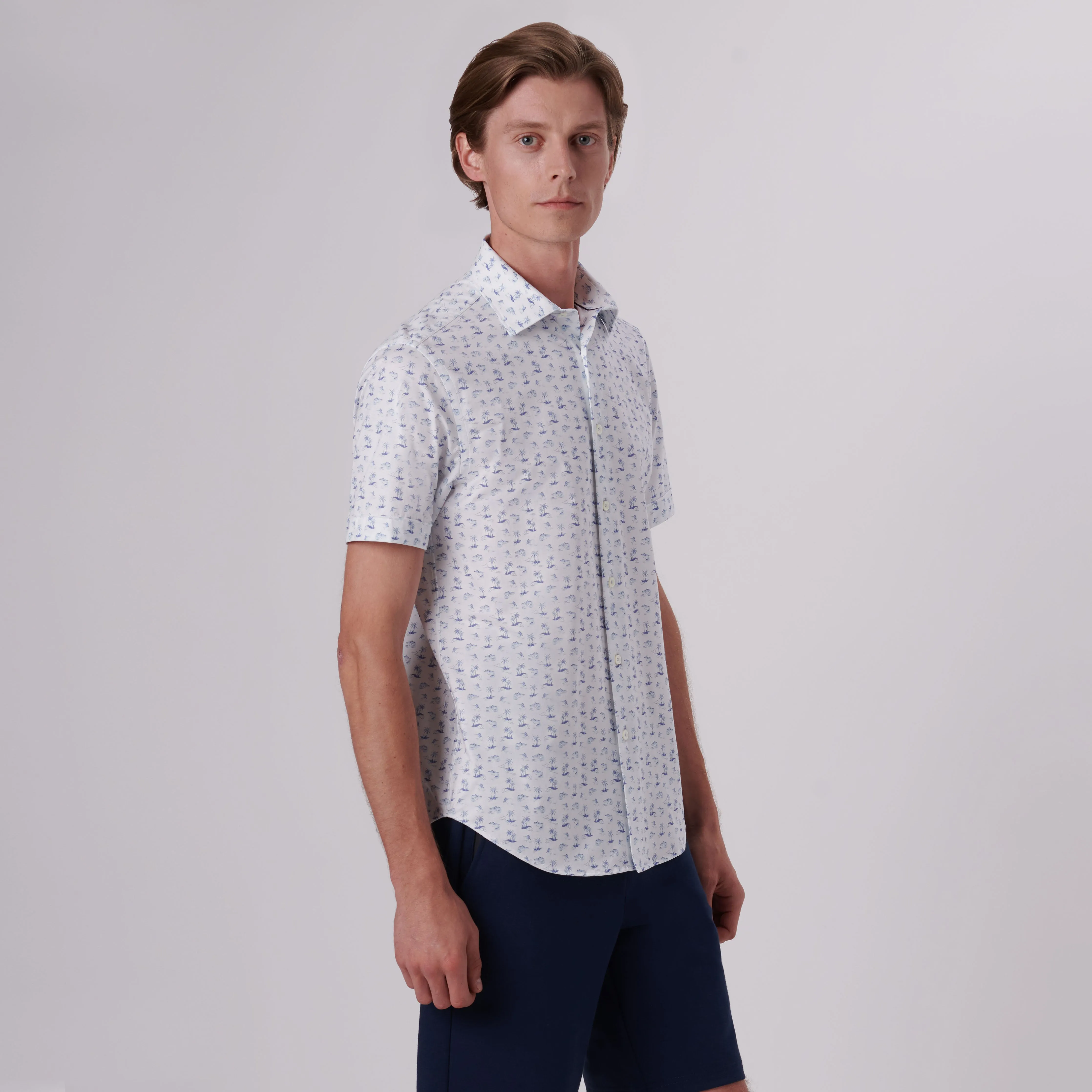 Miles Tropical Print OoohCotton Short Sleeve Shirt sold by Bugatchi product image thumbnail 3