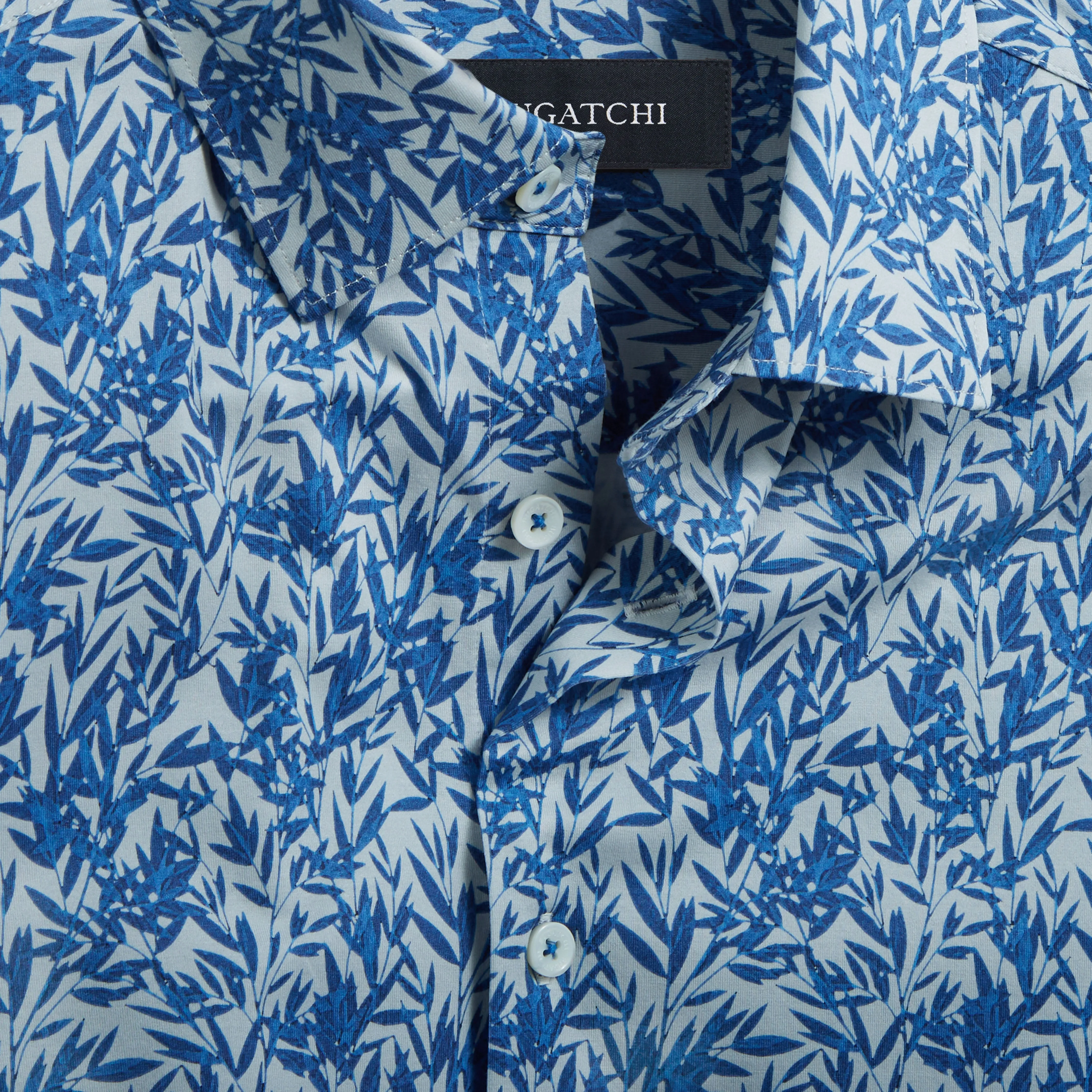 Miles Leaf Print OoohCotton Short Sleeve Shirt sold by Bugatchi product image thumbnail 2