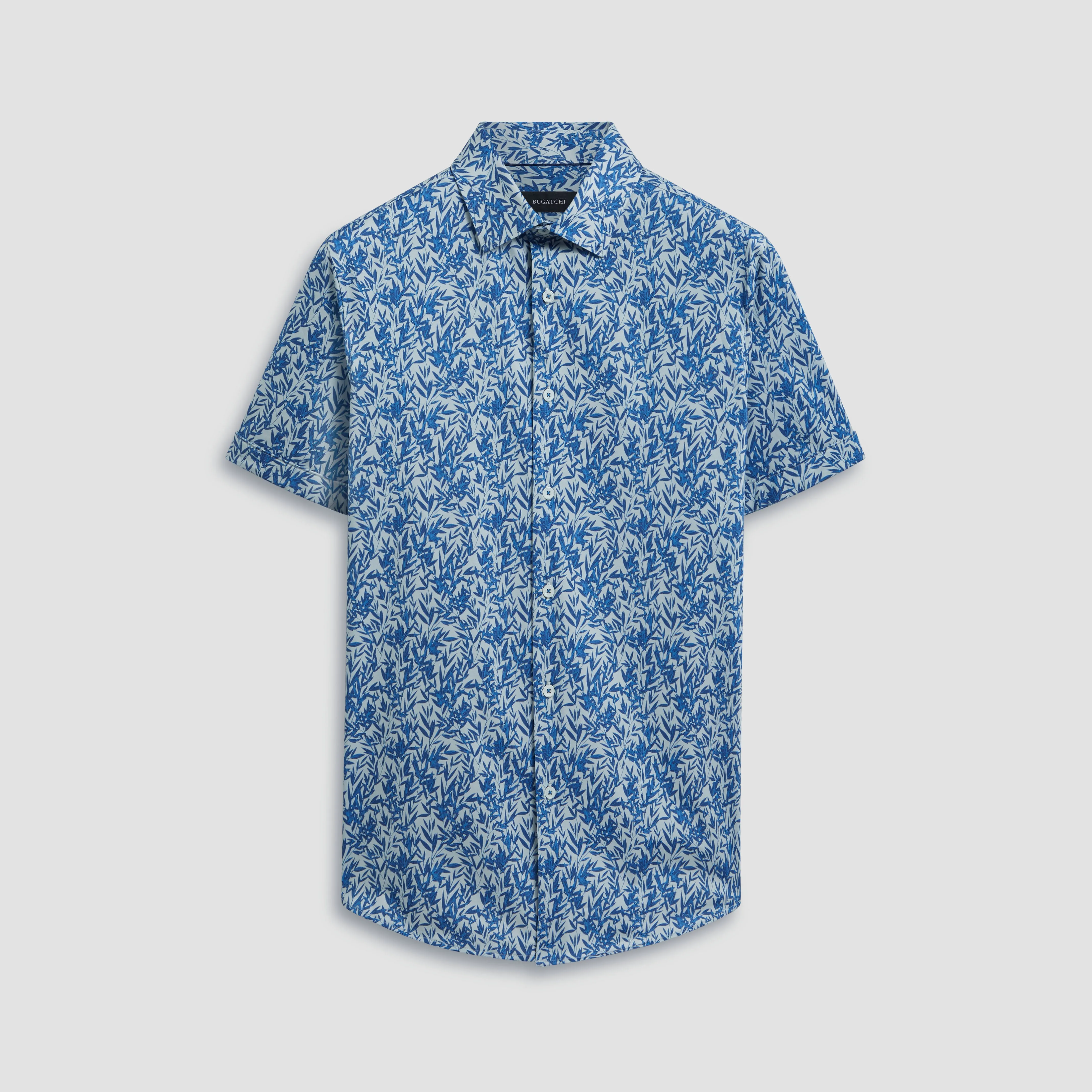 Miles Leaf Print OoohCotton Short Sleeve Shirt sold by Bugatchi