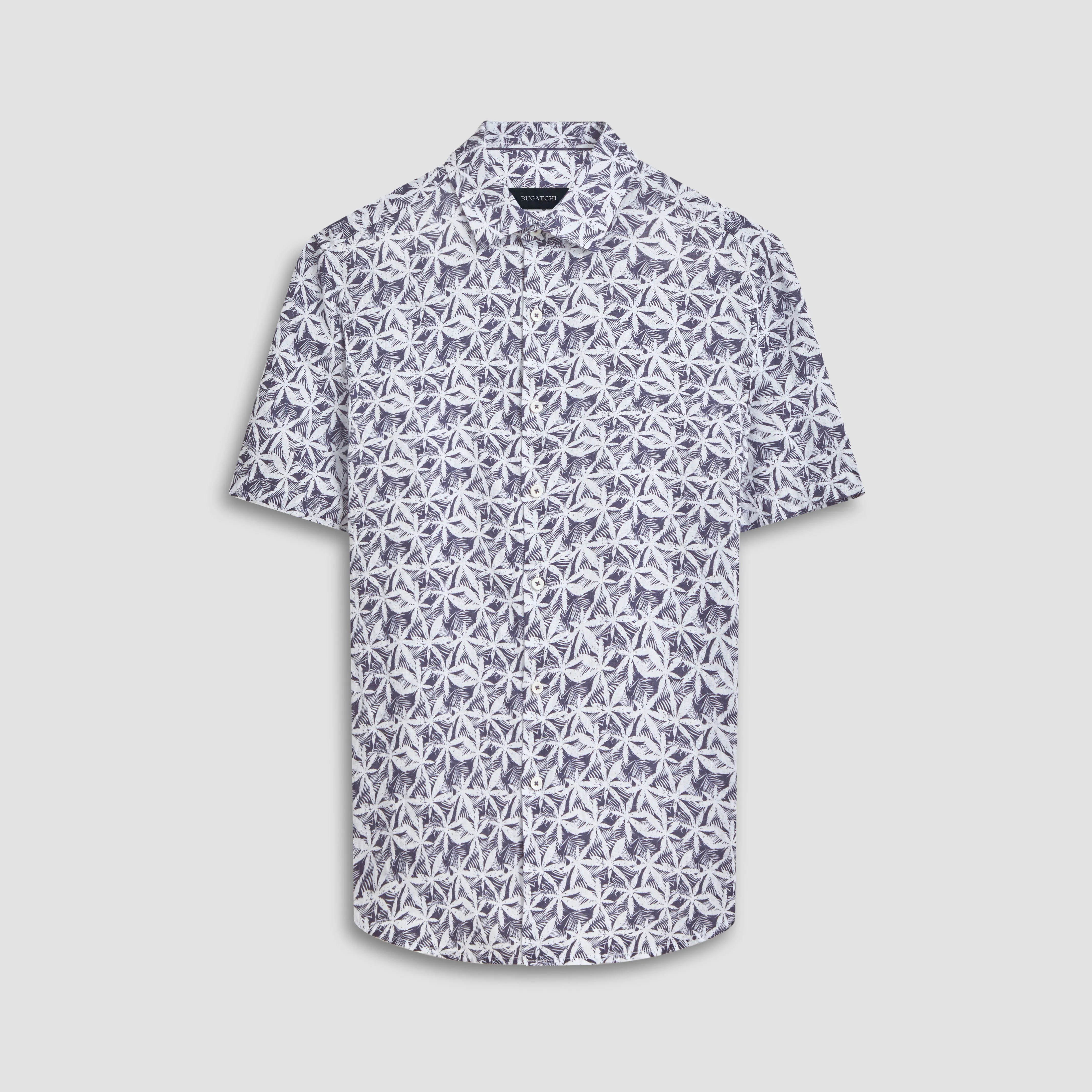 Orson Leaf Print Short Sleeve Shirt sold by Bugatchi