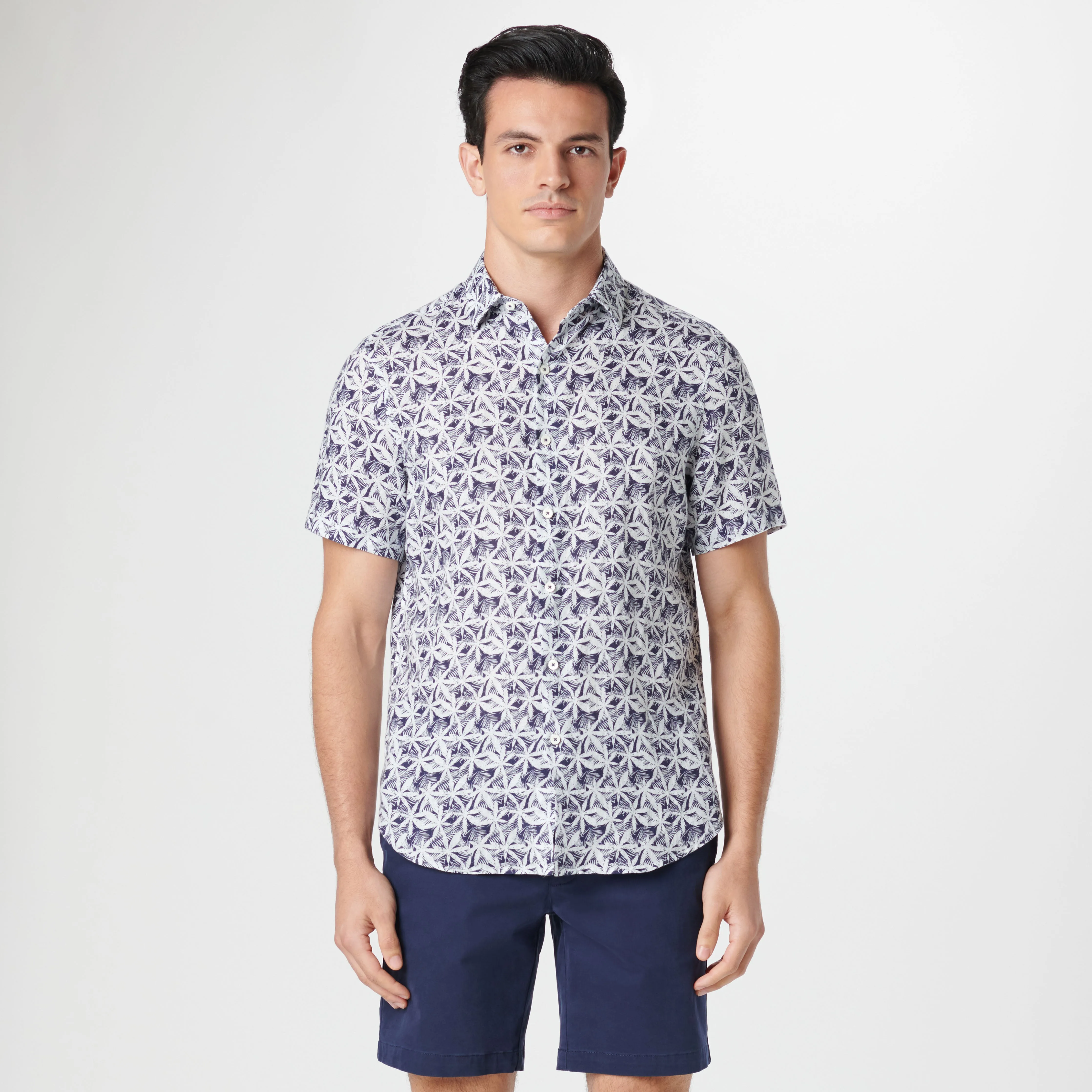 Orson Leaf Print Short Sleeve Shirt sold by Bugatchi product image thumbnail 2
