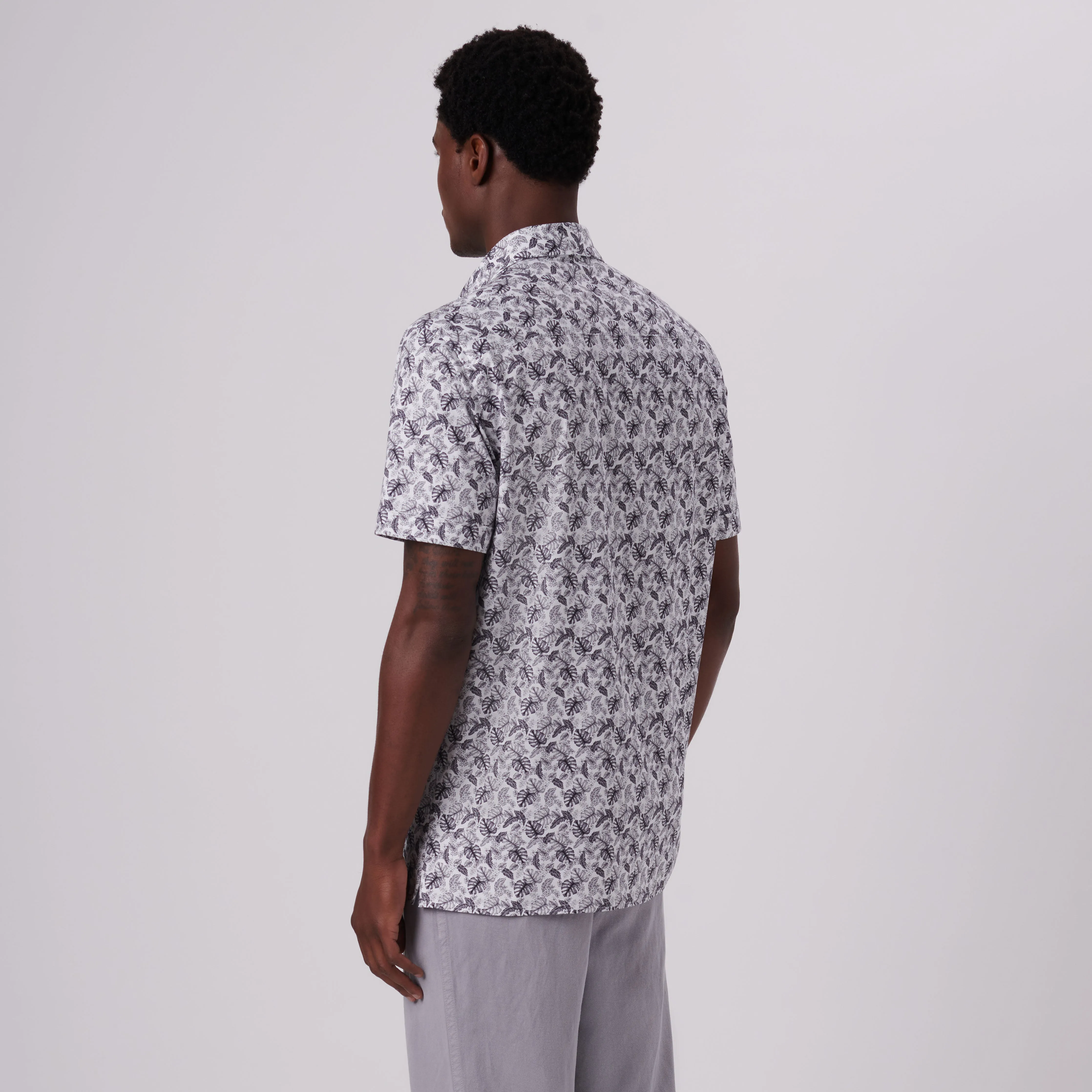 Milo Leaf Print OoohCotton Short Sleeve Shirt sold by Bugatchi product image thumbnail 4
