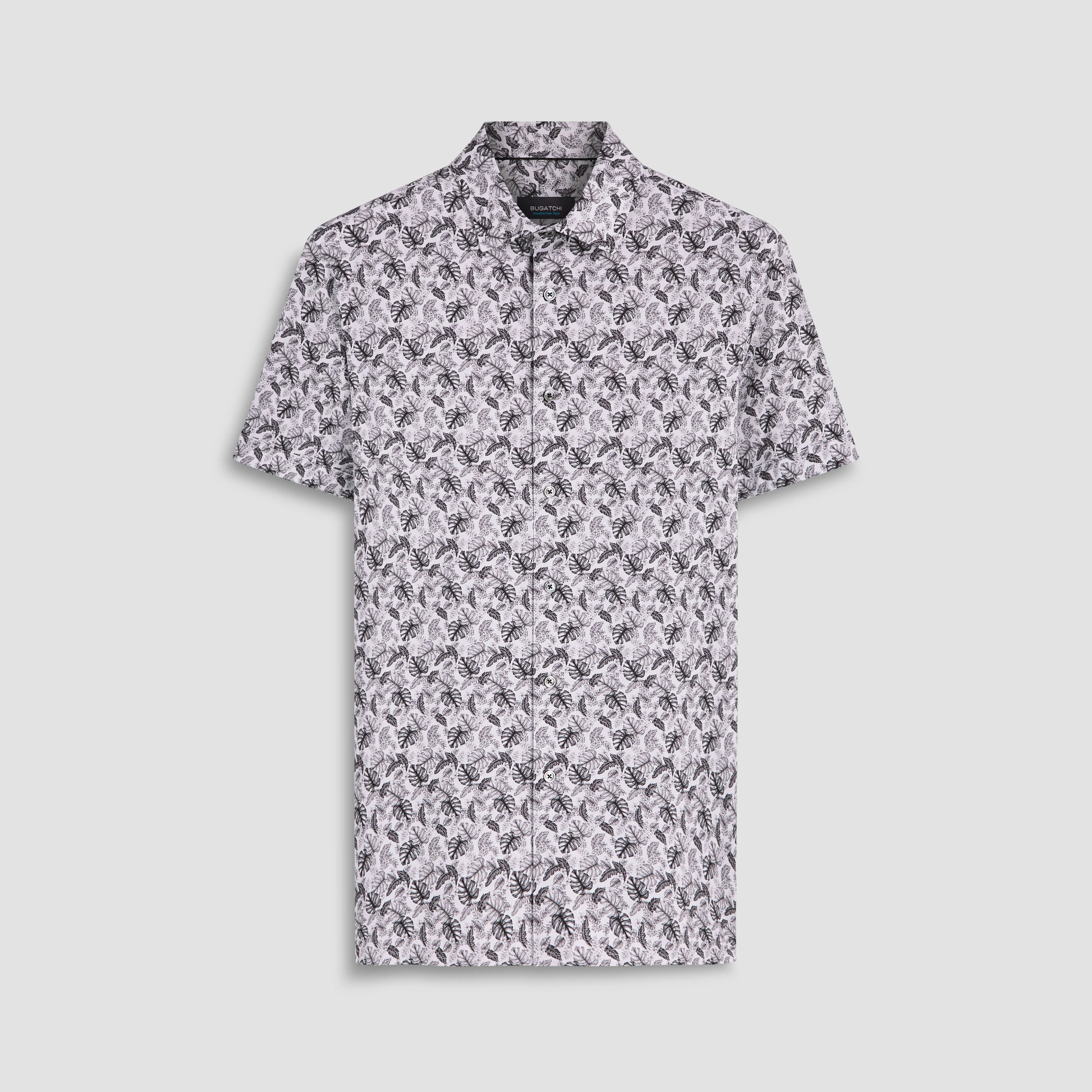 Milo Leaf Print OoohCotton Short Sleeve Shirt sold by Bugatchi