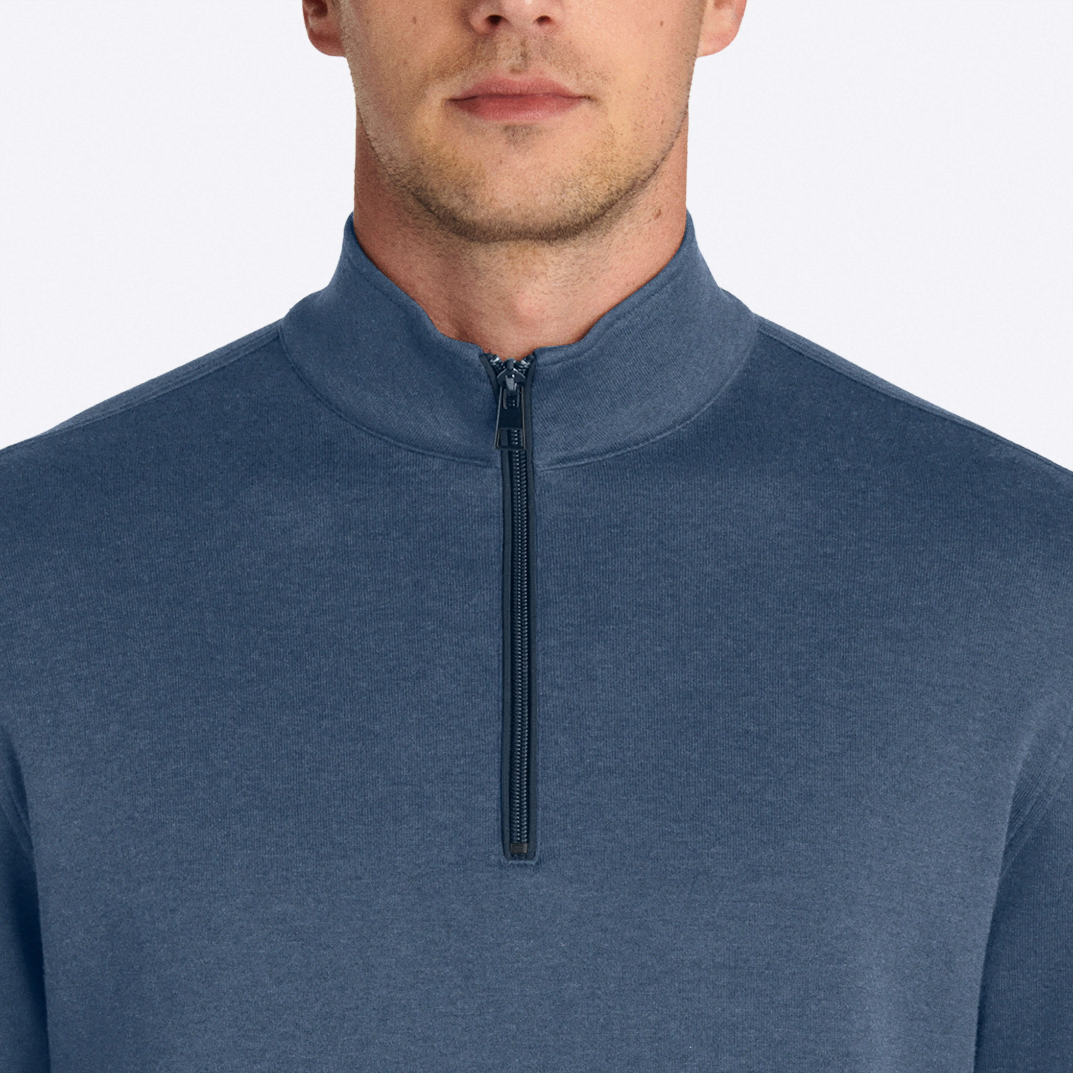 COMFORT Solid Heather Quarter Zip Mock Neck Pullover sold by Bugatchi product image thumbnail 5