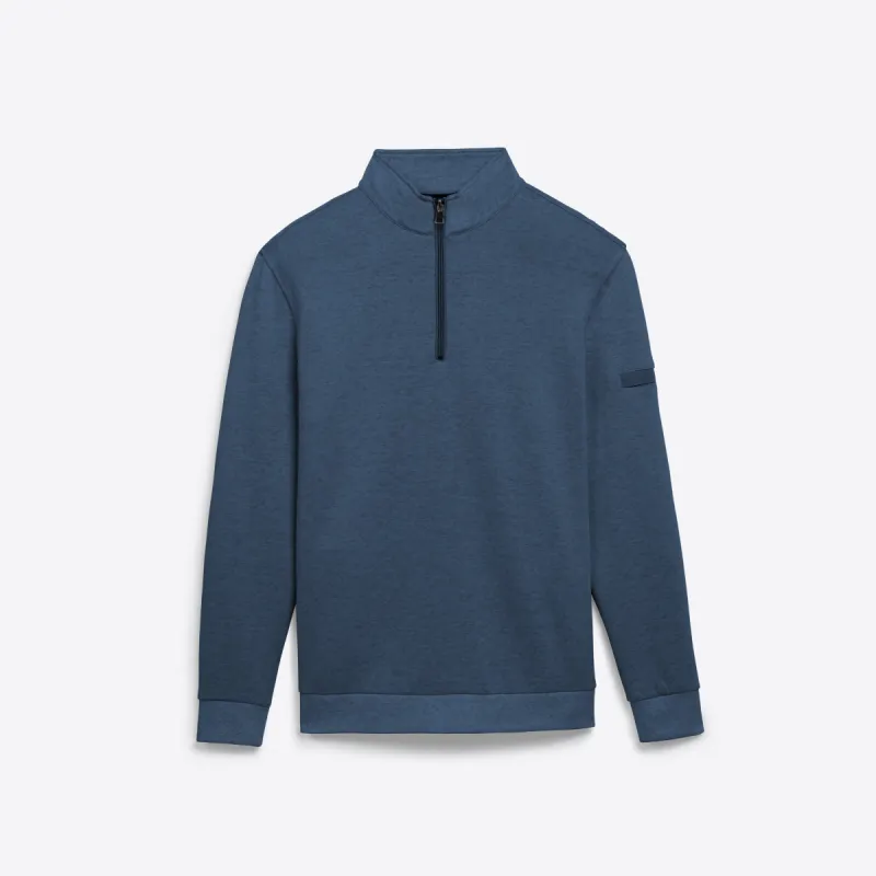 COMFORT Solid Heather Quarter Zip Mock Neck Pullover sold by Bugatchi