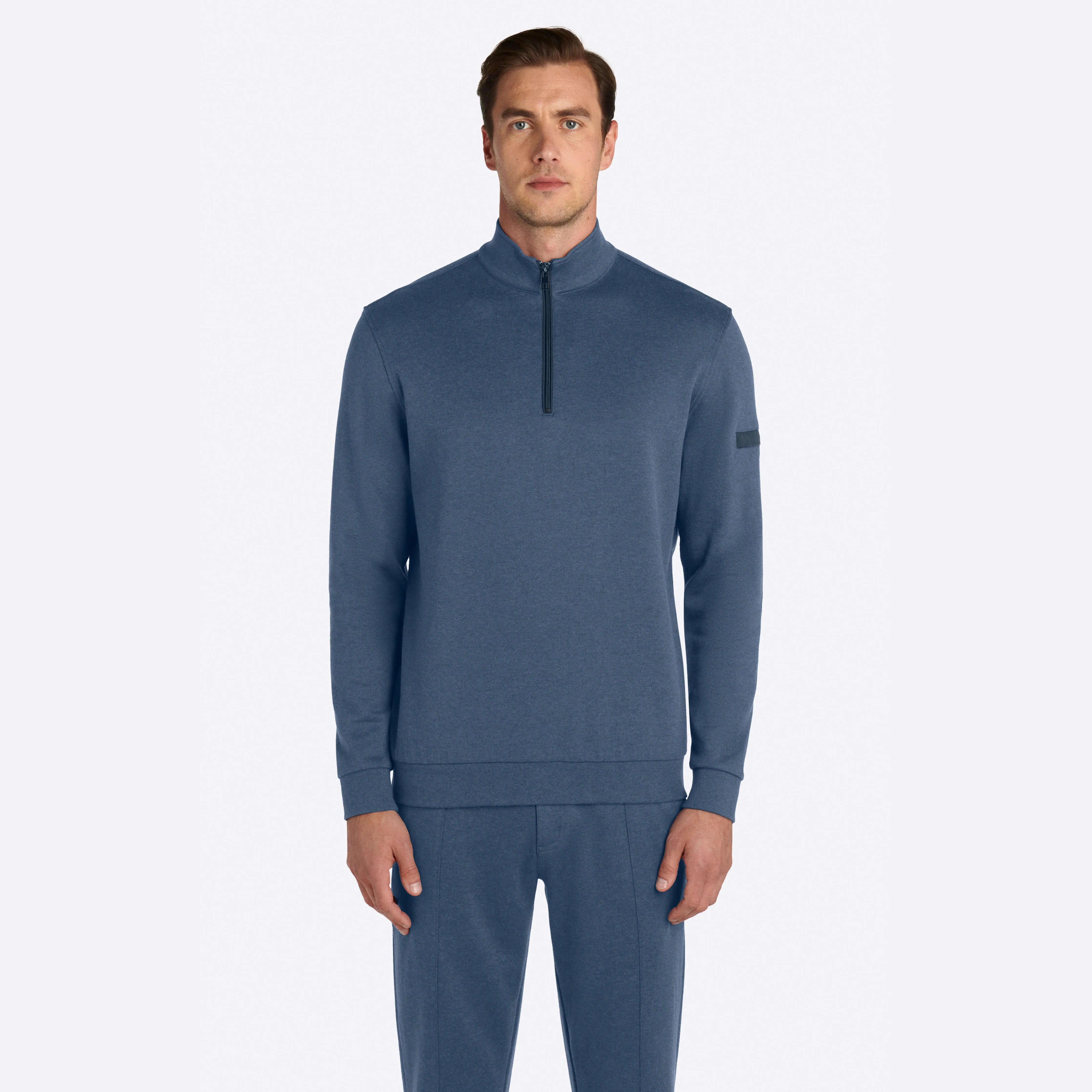 COMFORT Solid Heather Quarter Zip Mock Neck Pullover sold by Bugatchi product image thumbnail 2