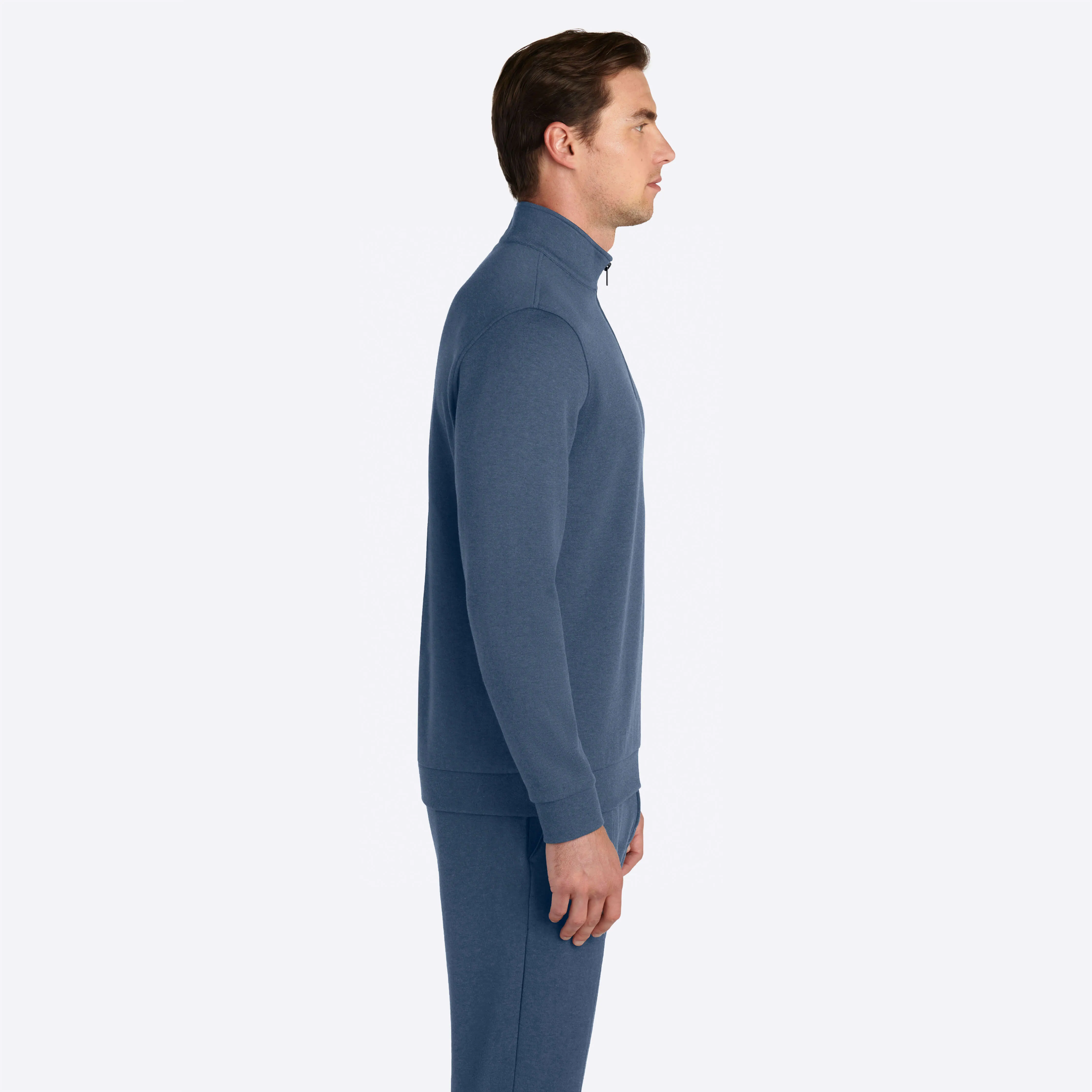 COMFORT Solid Heather Quarter Zip Mock Neck Pullover sold by Bugatchi product image thumbnail 3