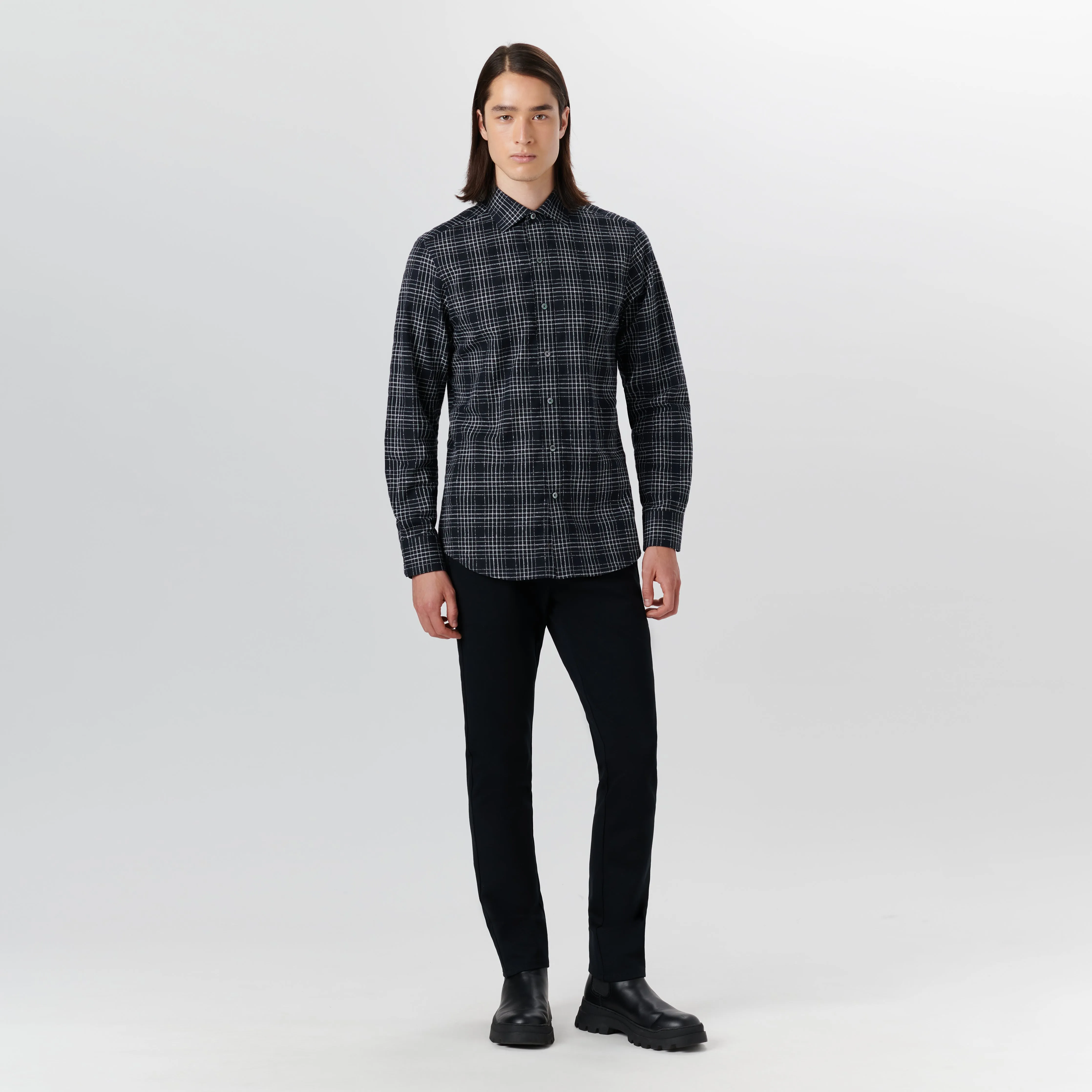 AXEL Chalk Line Check Shirt sold by Bugatchi product image thumbnail 5