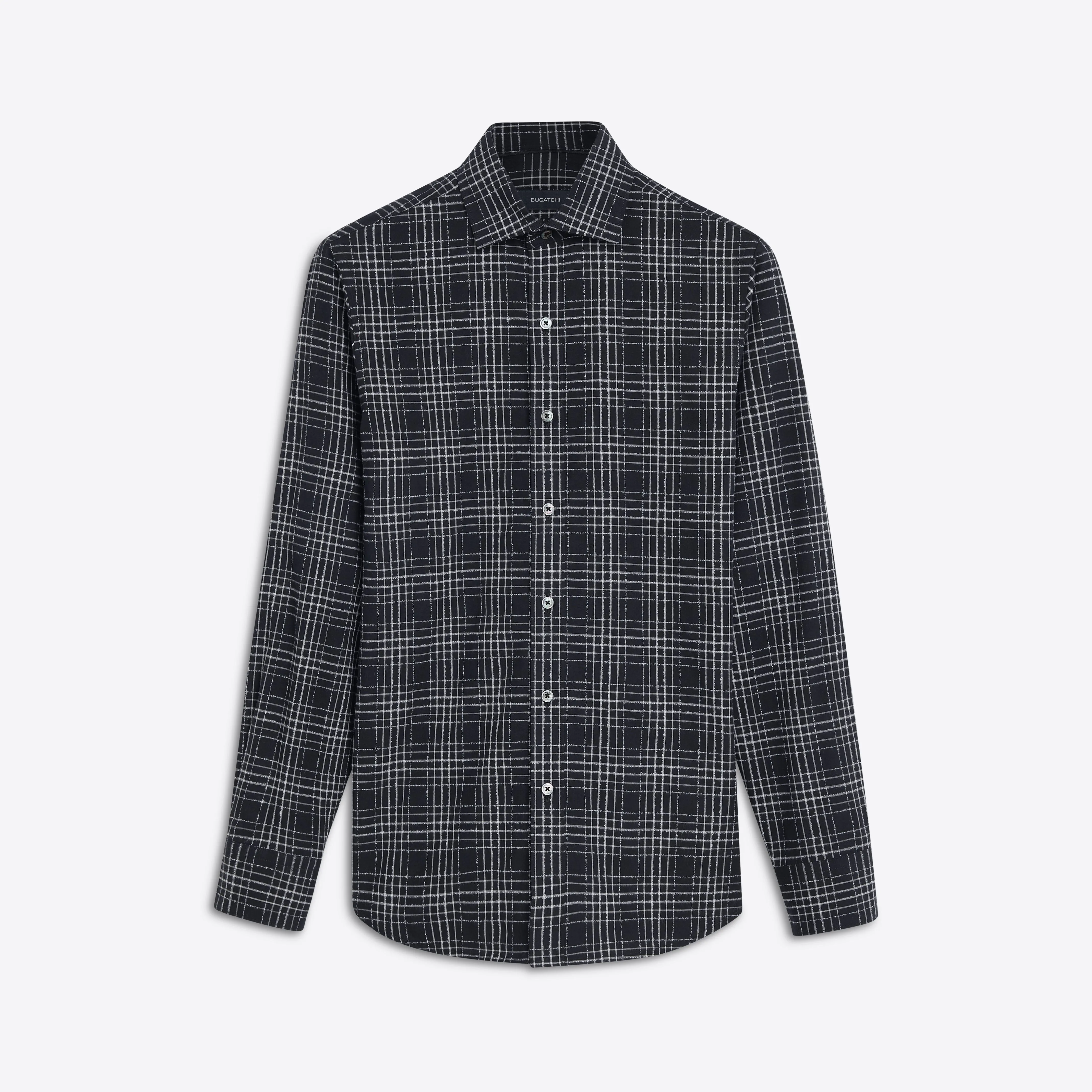 AXEL Chalk Line Check Shirt sold by Bugatchi