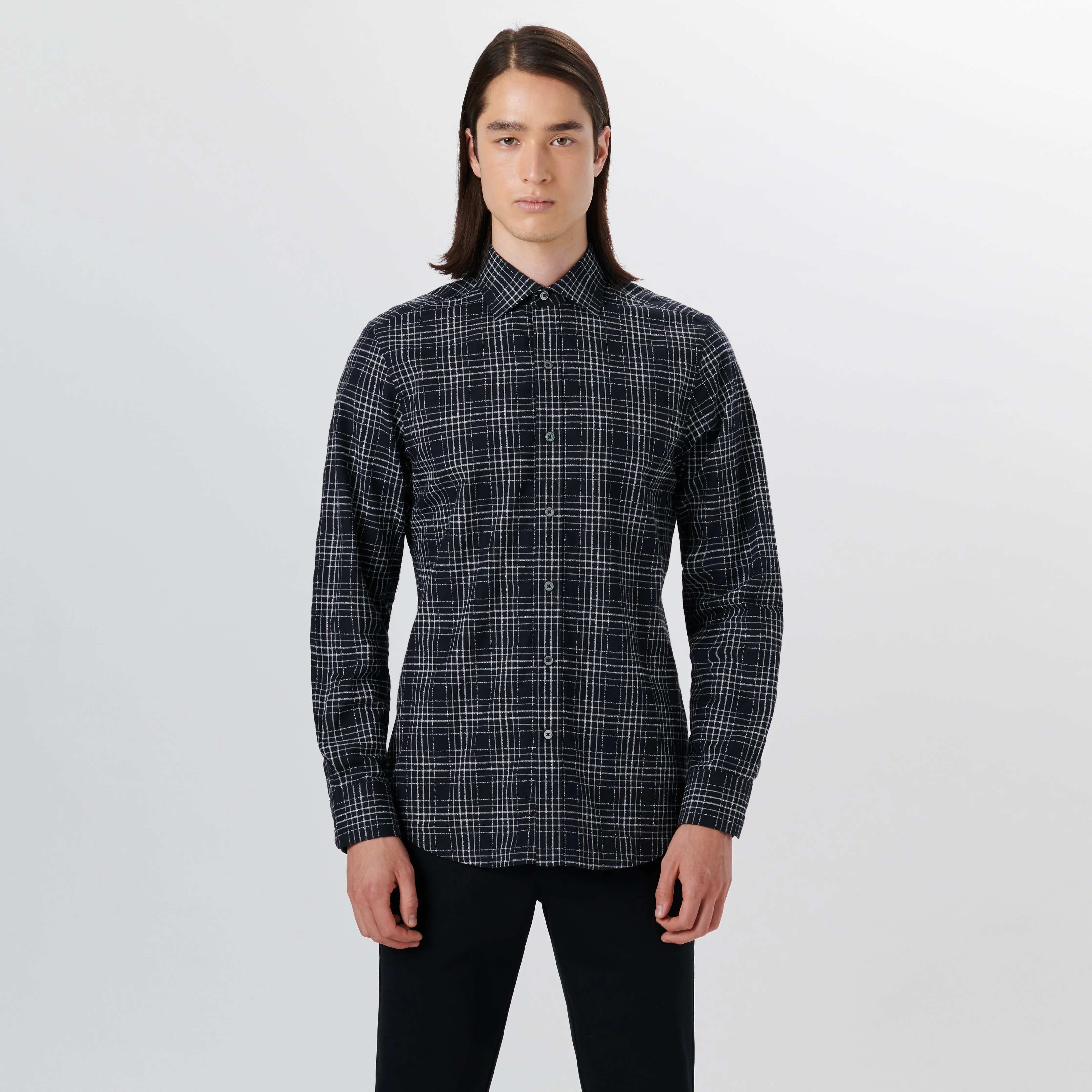 AXEL Chalk Line Check Shirt sold by Bugatchi product image thumbnail 2