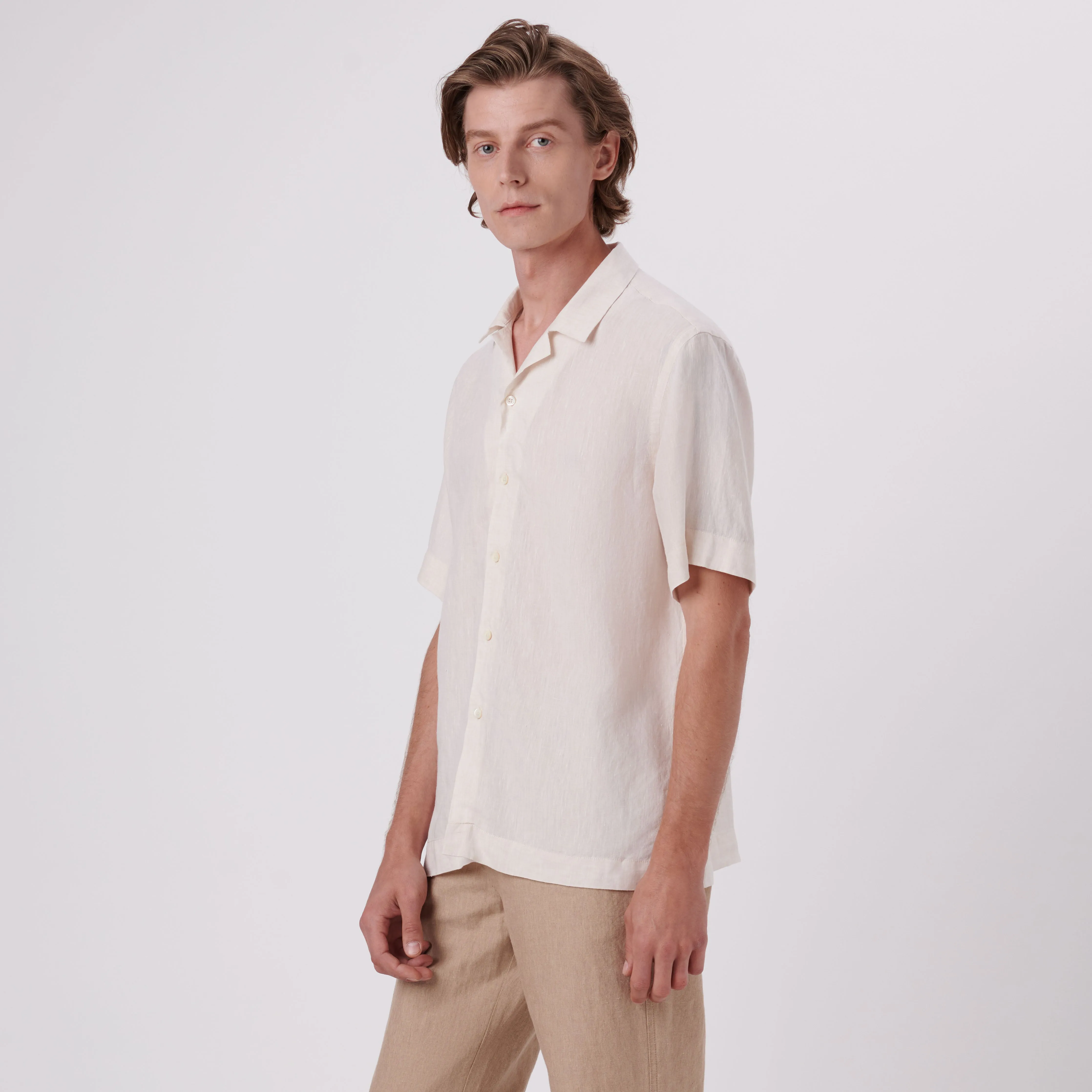 Jackson Solid Short Sleeve Linen Shirt sold by Bugatchi product image thumbnail 3