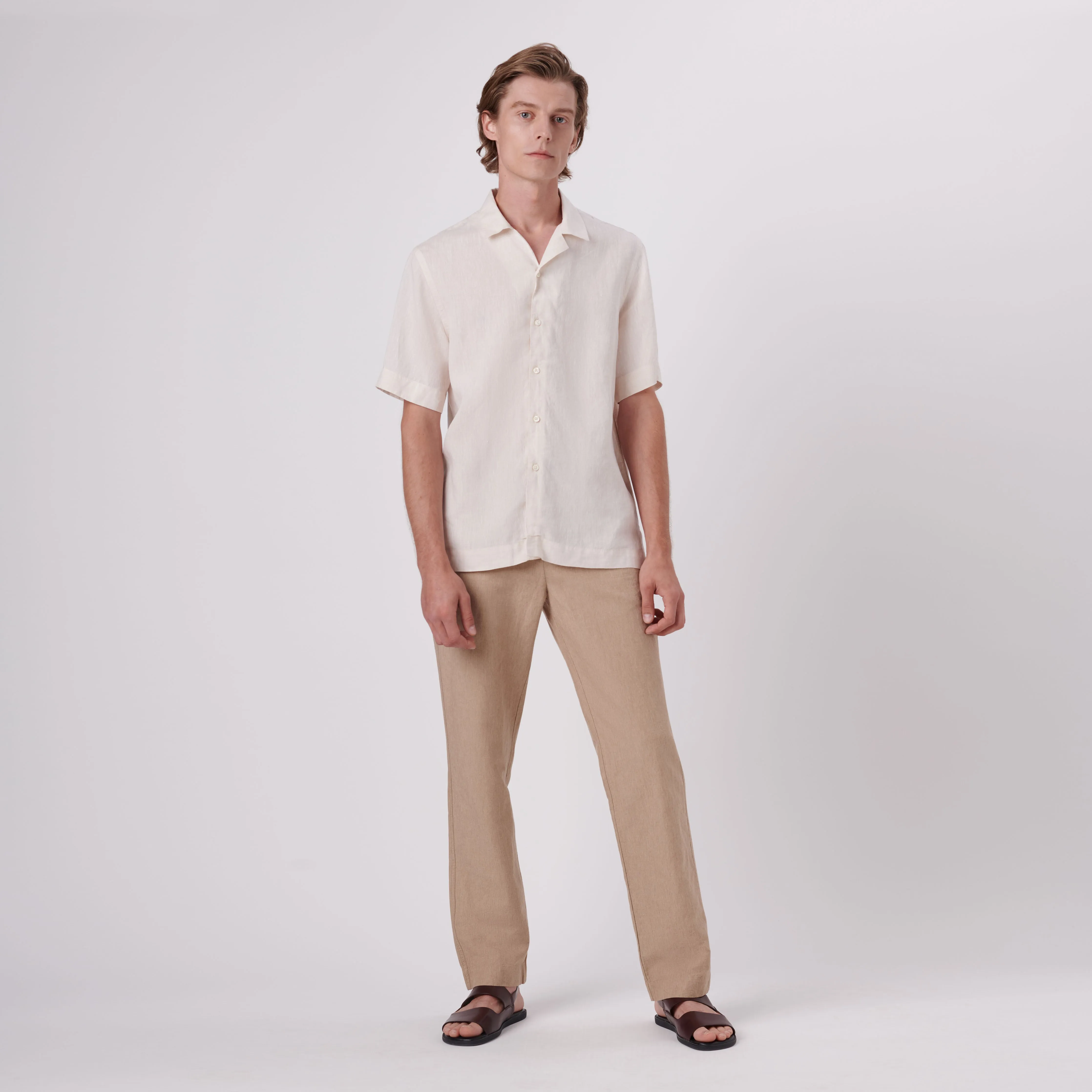 Jackson Solid Short Sleeve Linen Shirt sold by Bugatchi product image thumbnail 5