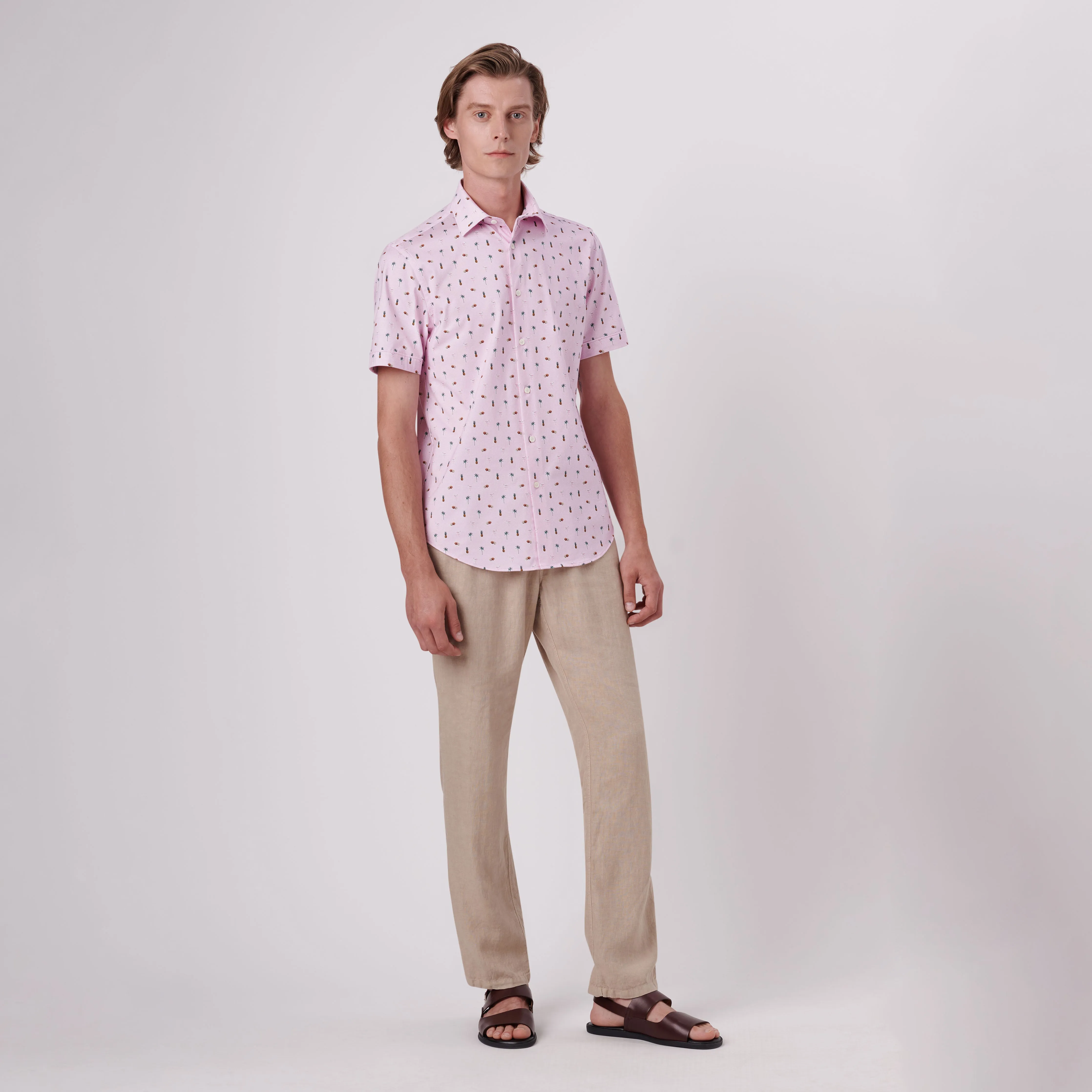 Miles Tropical Print OoohCotton Short Sleeve Shirt sold by Bugatchi product image thumbnail 5