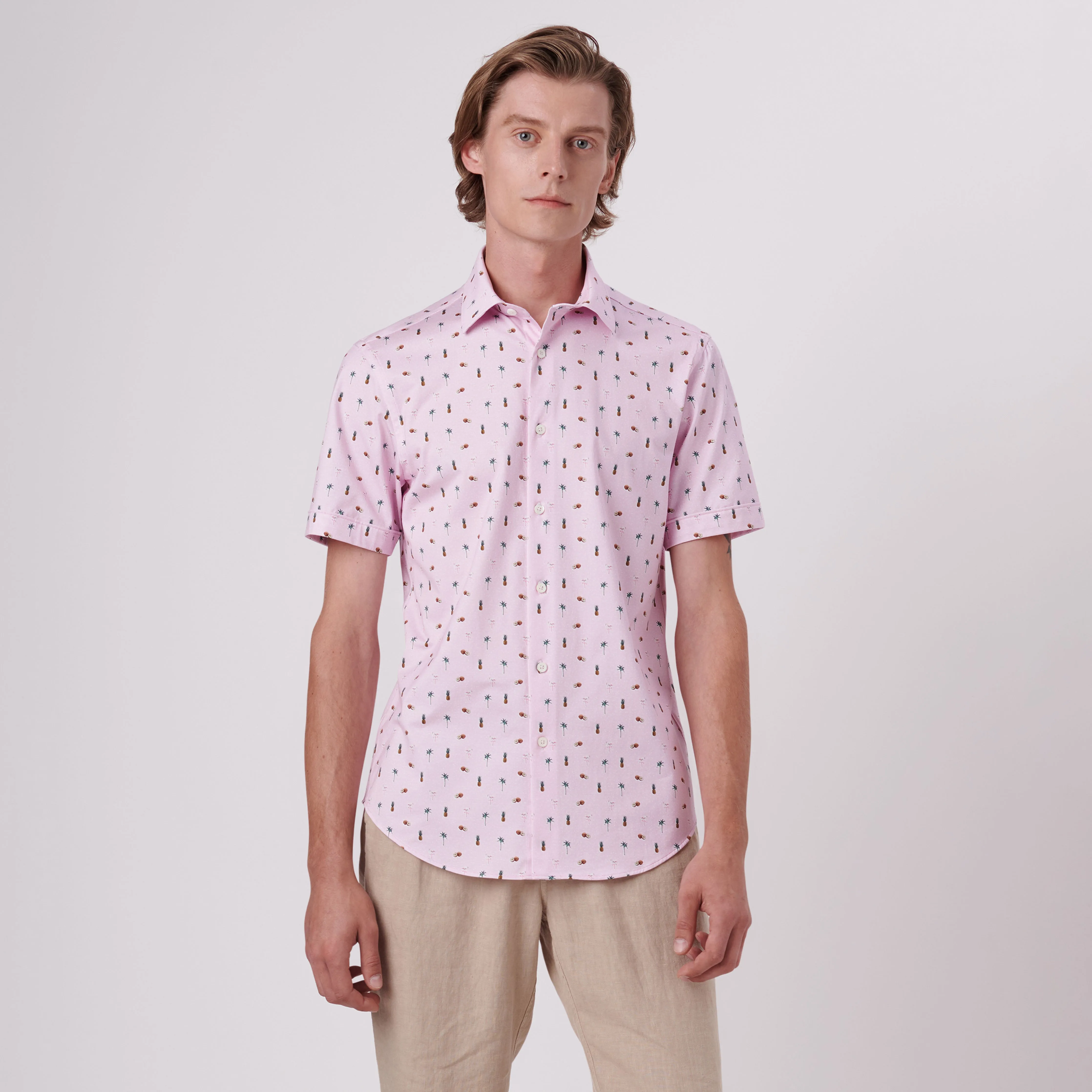 Miles Tropical Print OoohCotton Short Sleeve Shirt sold by Bugatchi product image thumbnail 2
