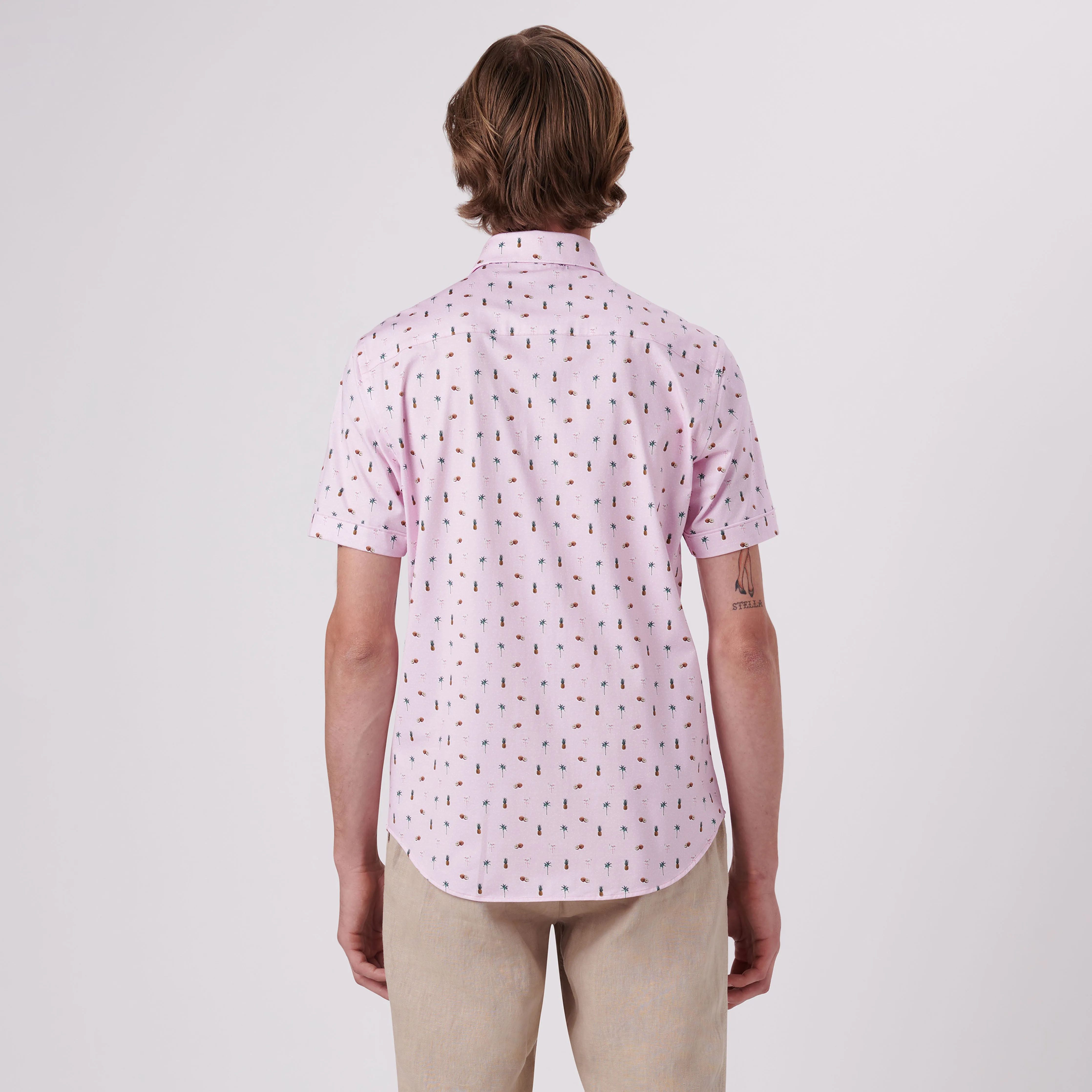 Miles Tropical Print OoohCotton Short Sleeve Shirt sold by Bugatchi product image thumbnail 4