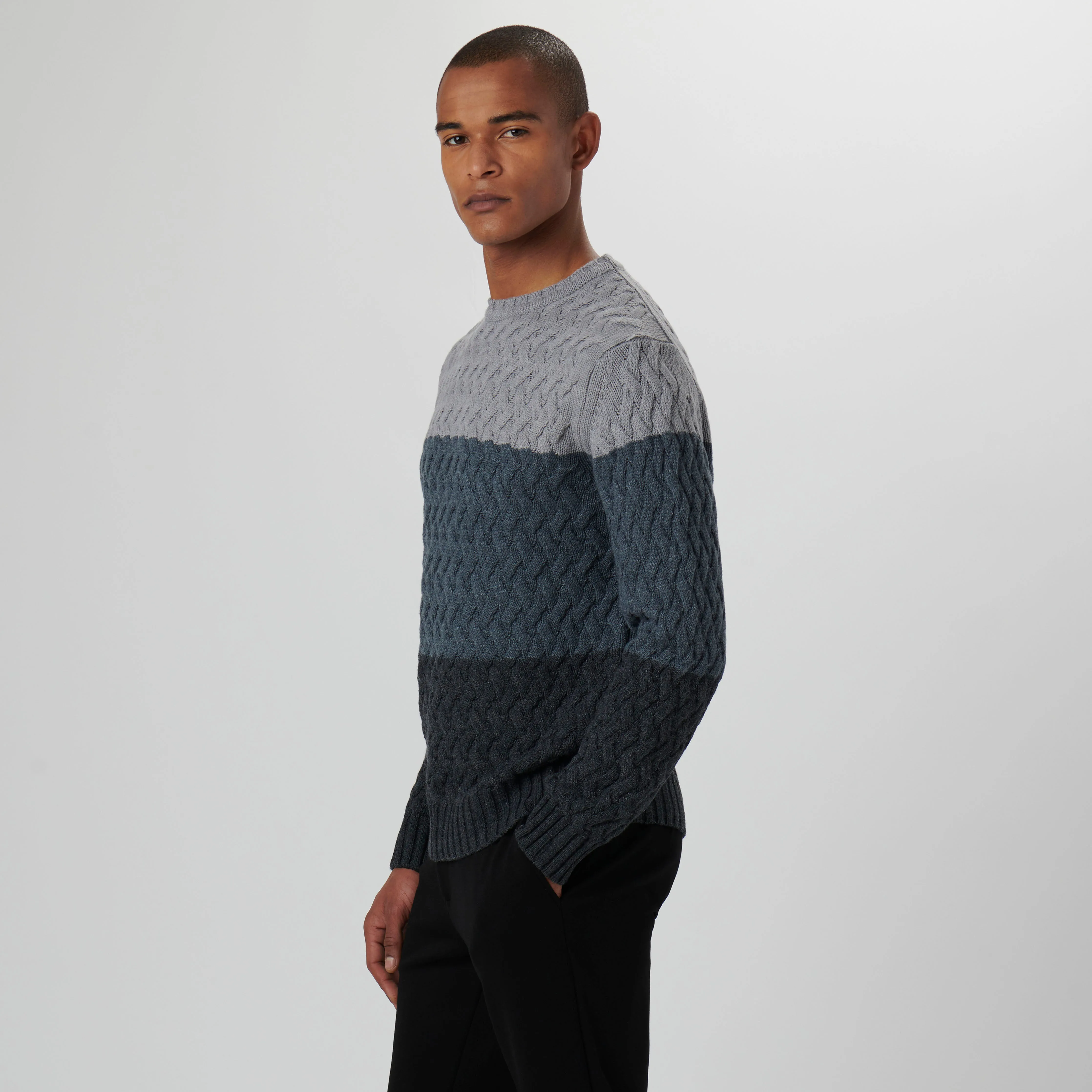 Basketweave Stitch Crew Neck Sweater sold by Bugatchi product image thumbnail 3