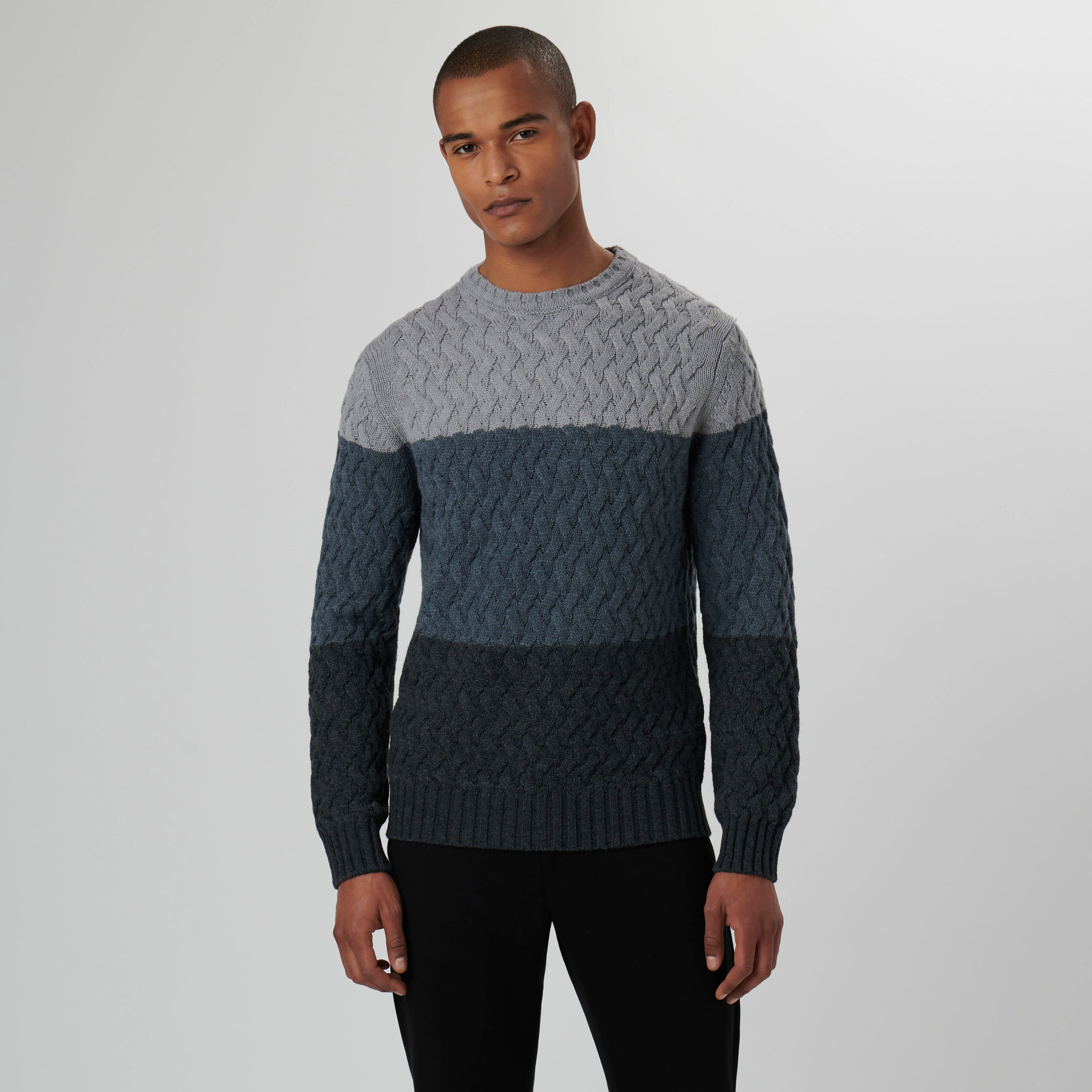 Basketweave Stitch Crew Neck Sweater sold by Bugatchi product image thumbnail 2