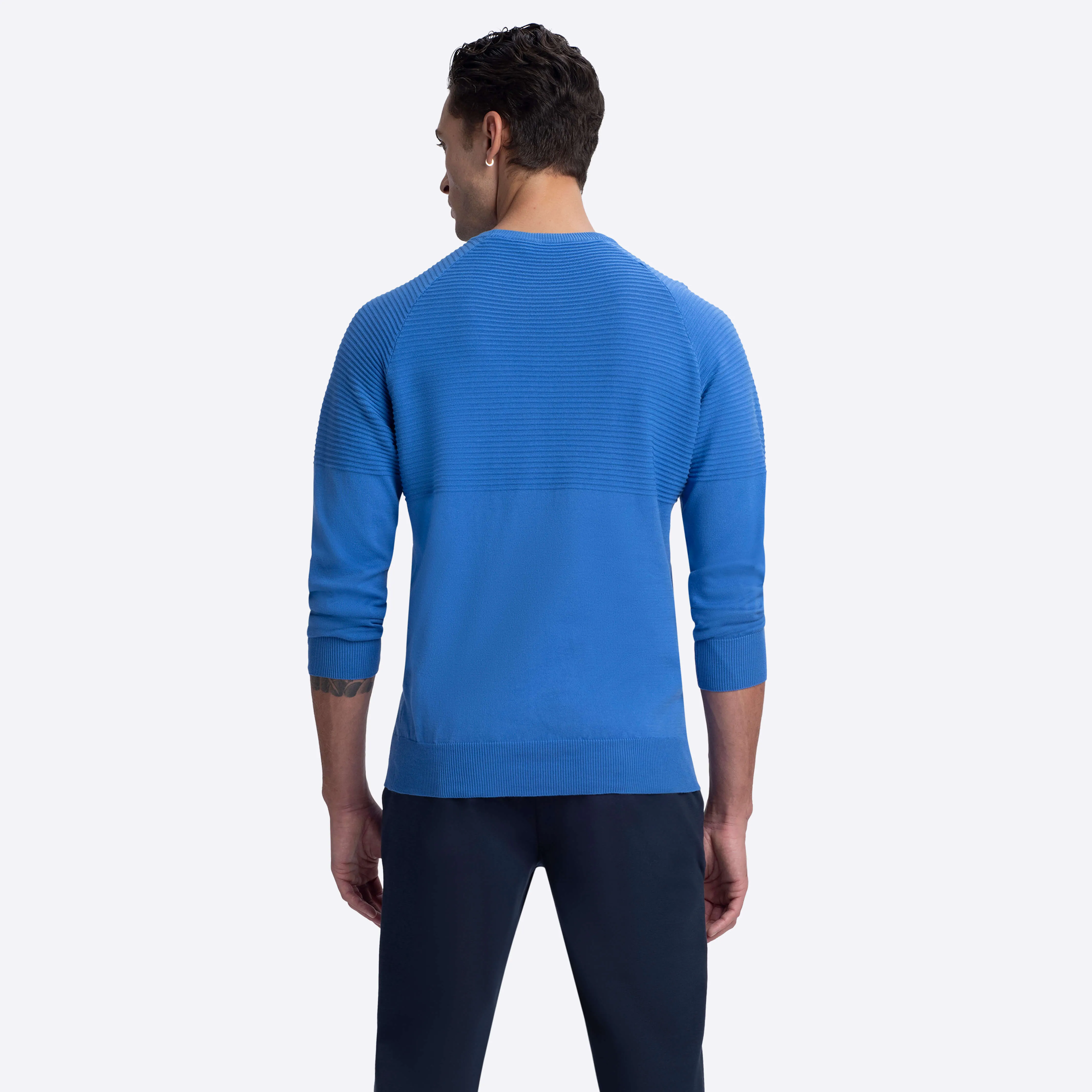 Solid & Stripe Combo Crew Neck Sweater sold by Bugatchi product image thumbnail 4